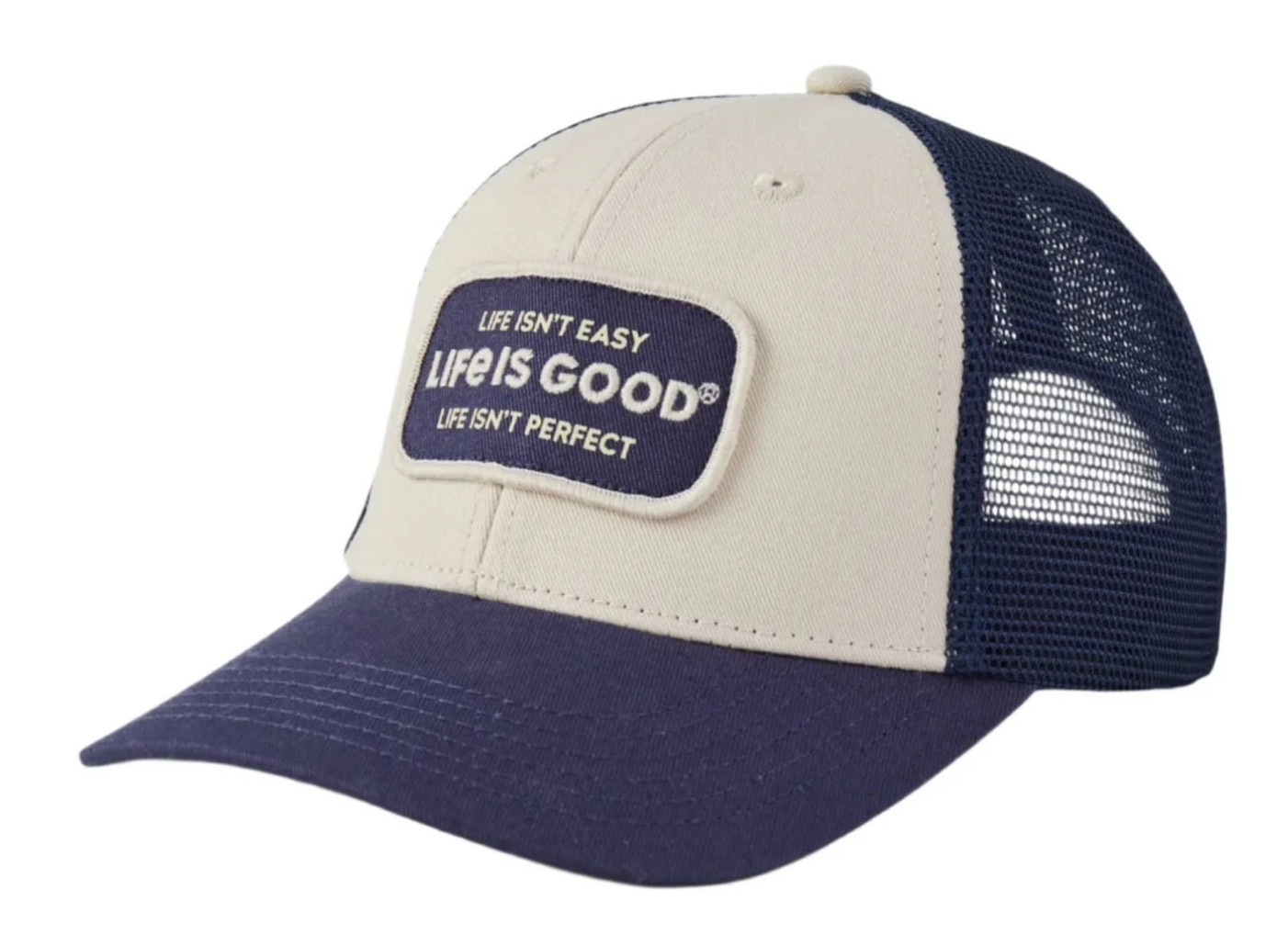 Life Is Good Adult Life Isn’t Perfect Patch Trucker Hat – Birch White One Size