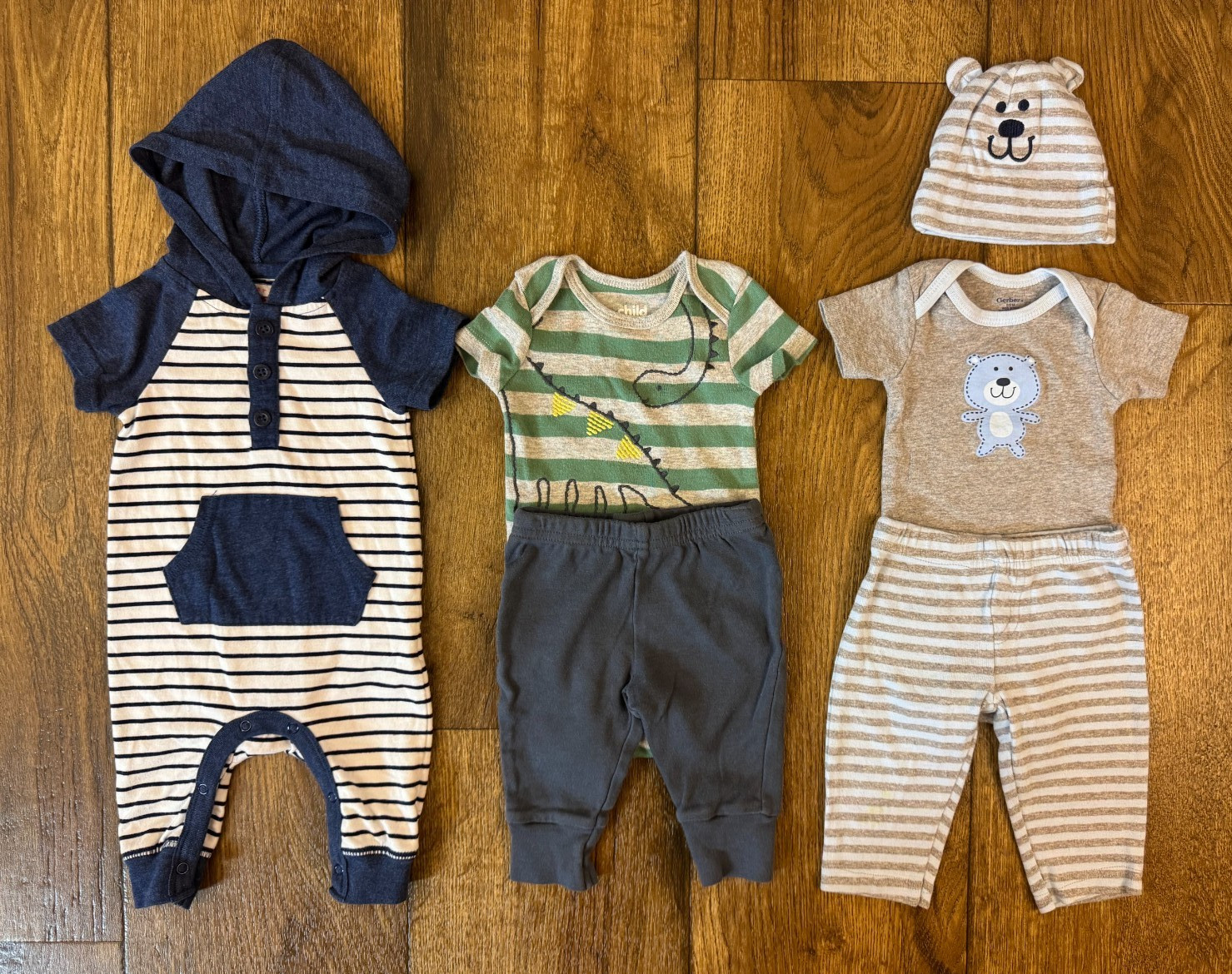 Gerber Baby Boy Clothes 0/3 Months Outfits Bodysuits Pants Rompes Hat Lot Bundle
