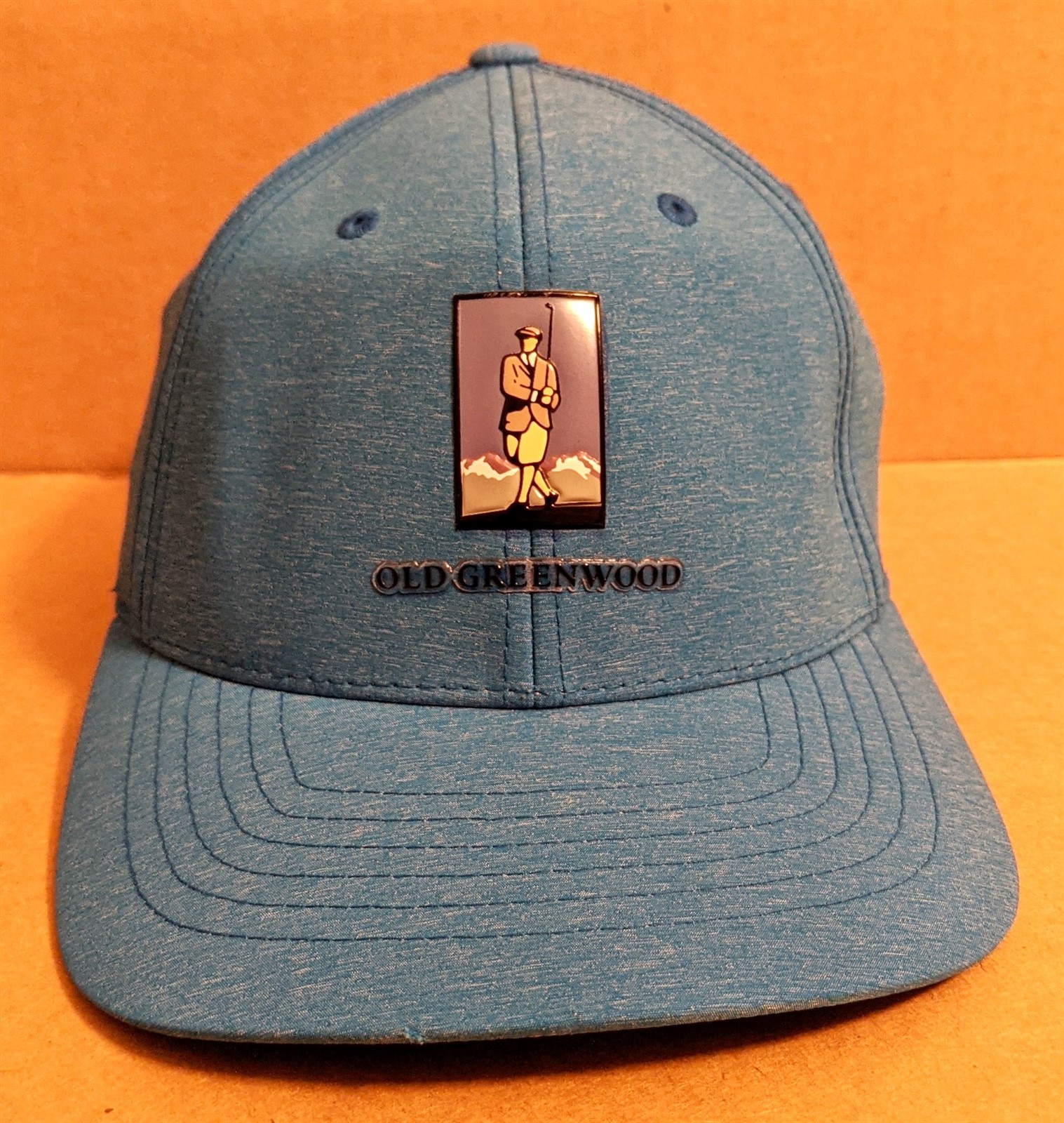 Old Greenwood Blue Golf Baseball Hat Cap FlexFit S/M Nylon/Polyester/Spandex