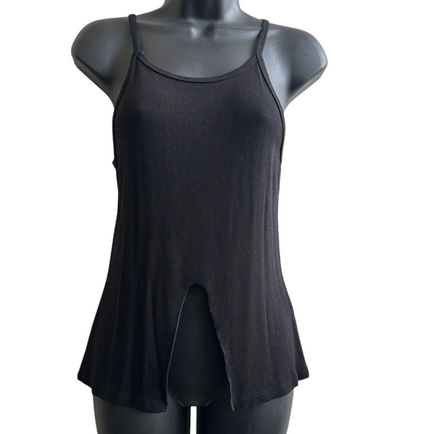 LNA Womens Black High Neck Sleeveless Basic Tank Rayon Spandex Size S