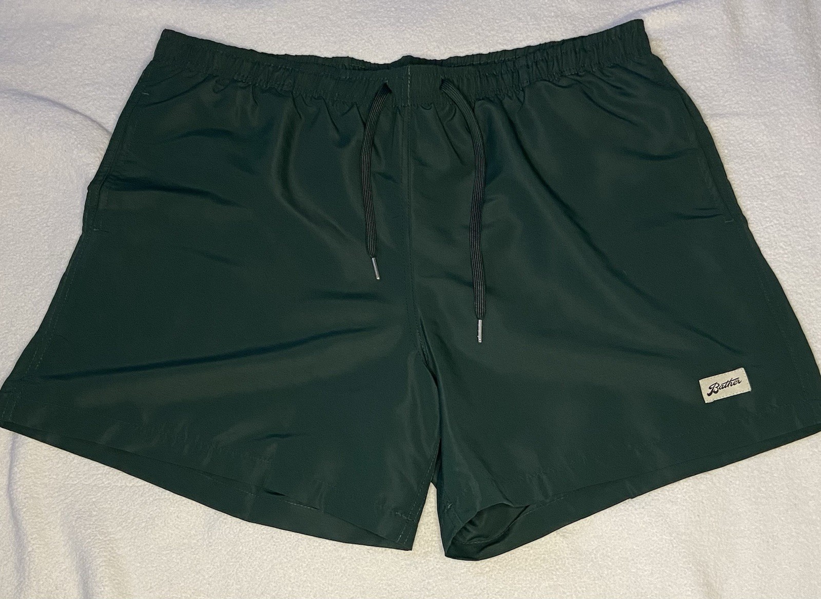 Bather Swim Trunks Mens XL Green Lined Swim Shorts 5″ Inseam Retro Beach