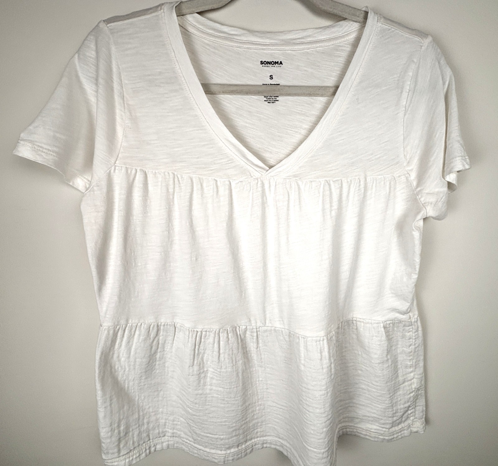 Sonoma Good For Life Women’s White Tiered V-Neck Top Size Small