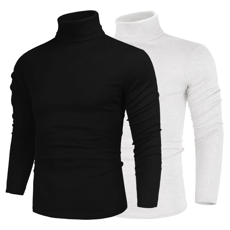 Men High-Neck Mock Turtleneck Ultra-Soft Undershirt Top Long Sleeve Pullover