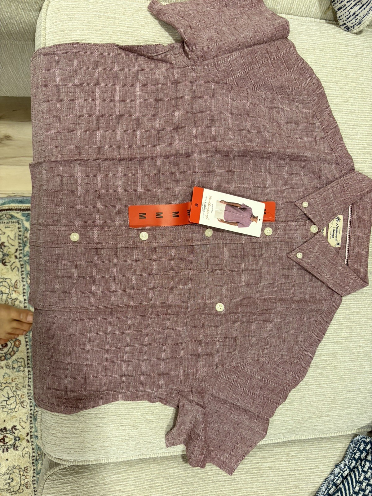 Weatherproof Vintage Short Sleeve Button Down Shirt Red
