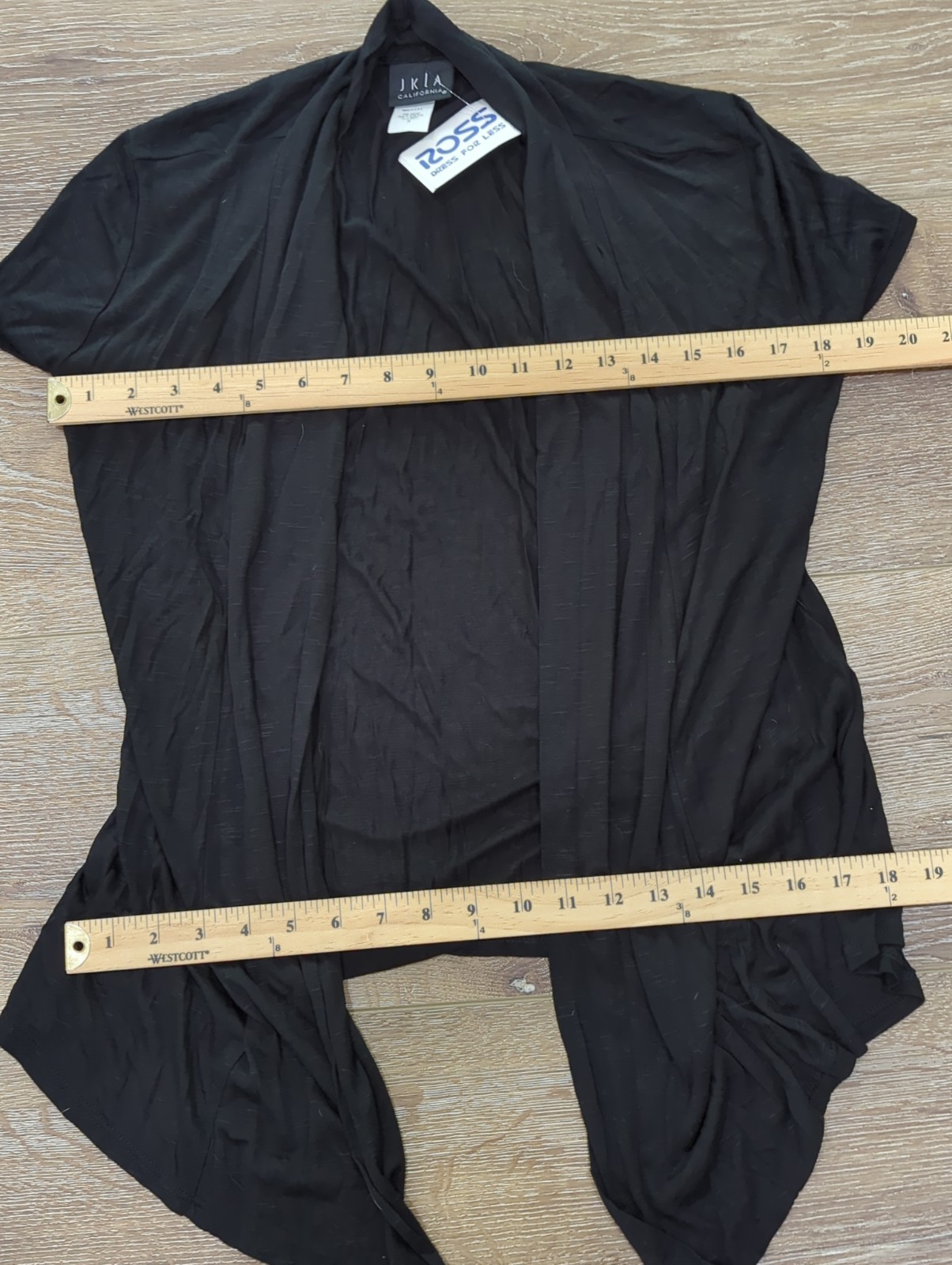JKLA Open Front Light Weight Cardigan Black Size Medium Sheer Short Sleeve