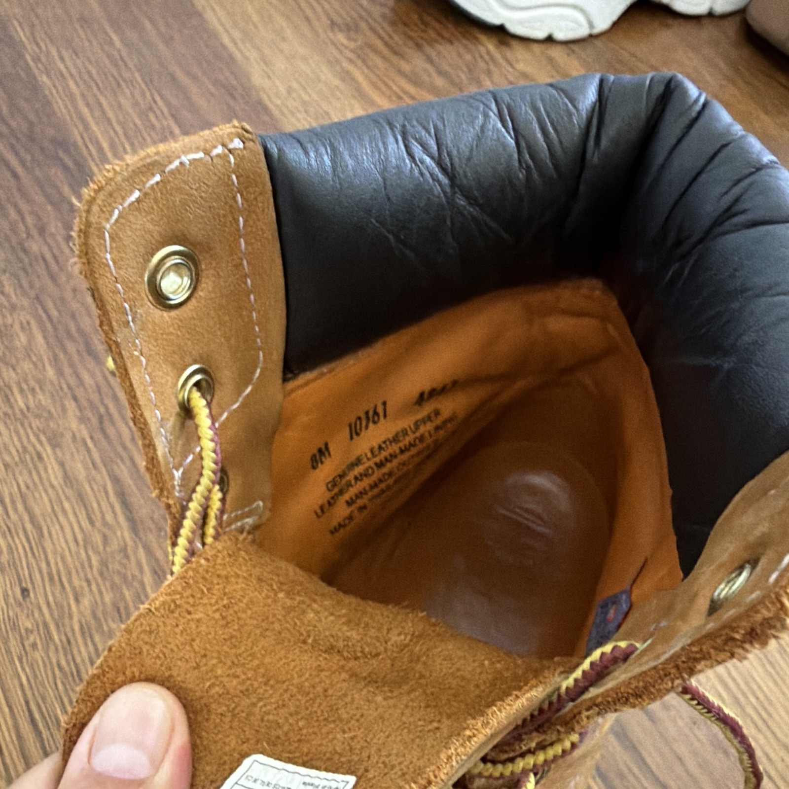 Timberland Men’s 6-Inch Leather Lace-Up Work Boots Padded Collar Brown US 8