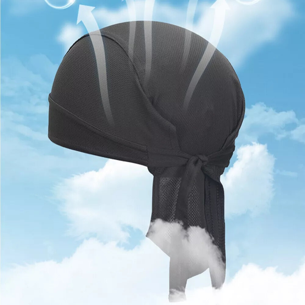 Cooling Motorcycle Wrap Biker Du Do Black Bandana Doo Rag Head Skull Cap Durag