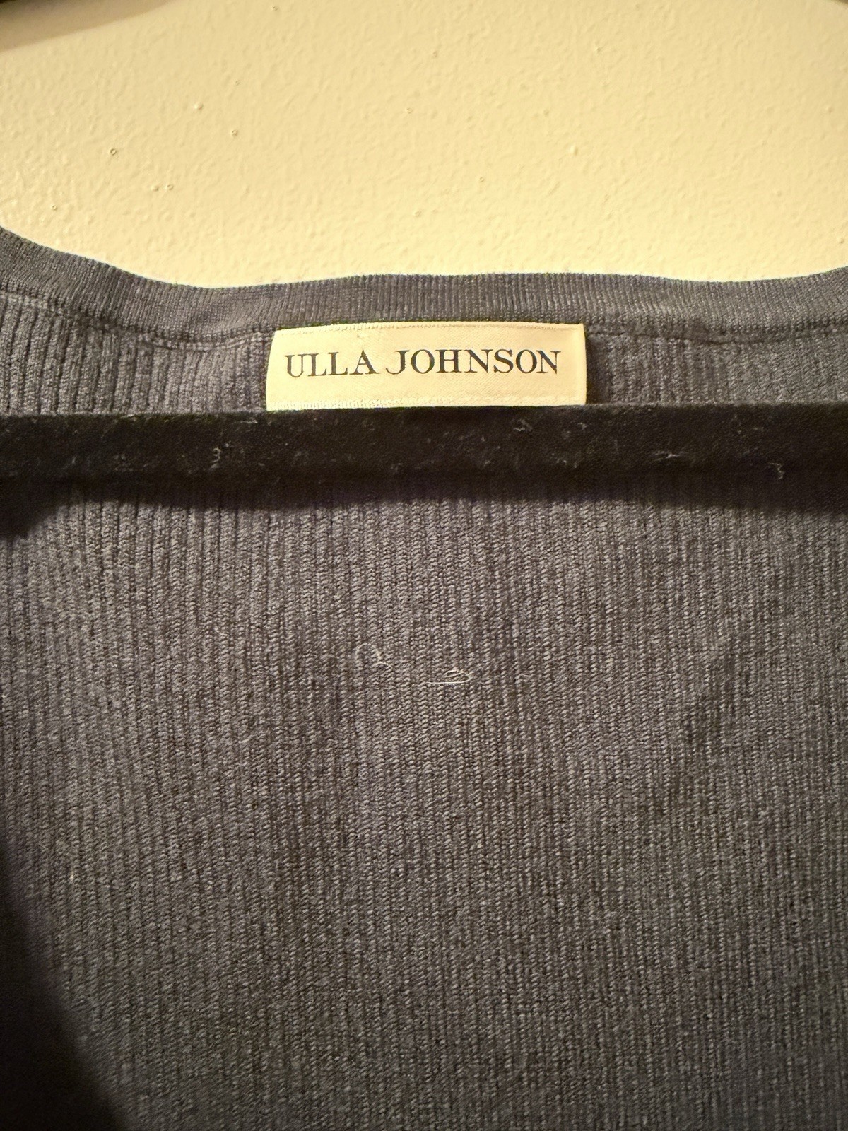 Ulla Johnson Morgan Dress Navy 100% Wool Size Large Long Sleeve Midi
