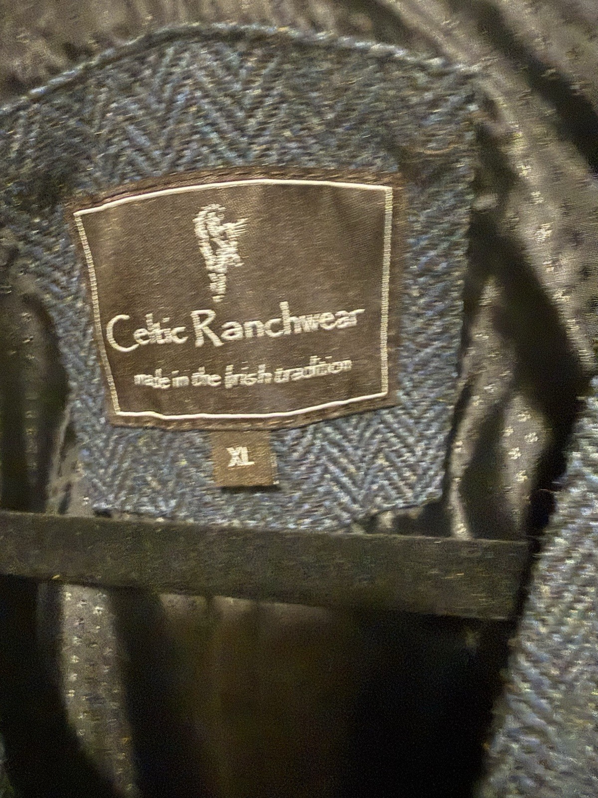 Celtic Ranchwear Herringbone Tweed Vest Mens XL Waistcoat Lined Wool Blend Blue