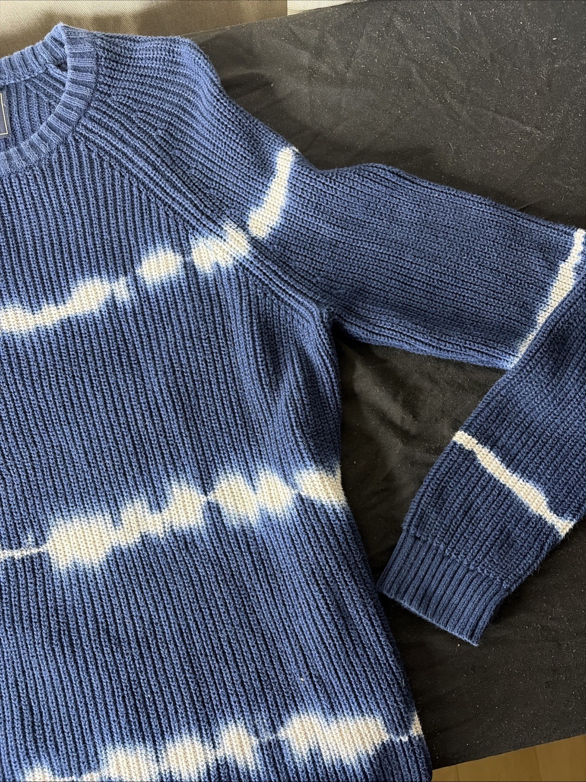 Vintage Y2K American Eagle Sweater Men Medium Blue White Colorblock Knit