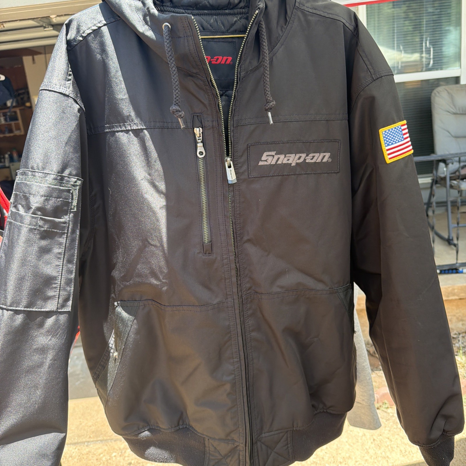 Snap-on Hooded Insulated Work Jacket Men’s 3X Black Quilted Lined Zip Up