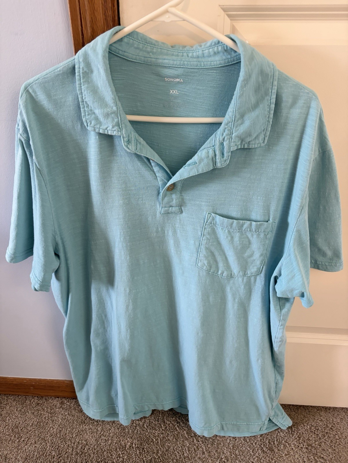 Sonoma Goods For Life Men’s Solid Light Blue Short Sleeve Polo Shirt, Size XXL