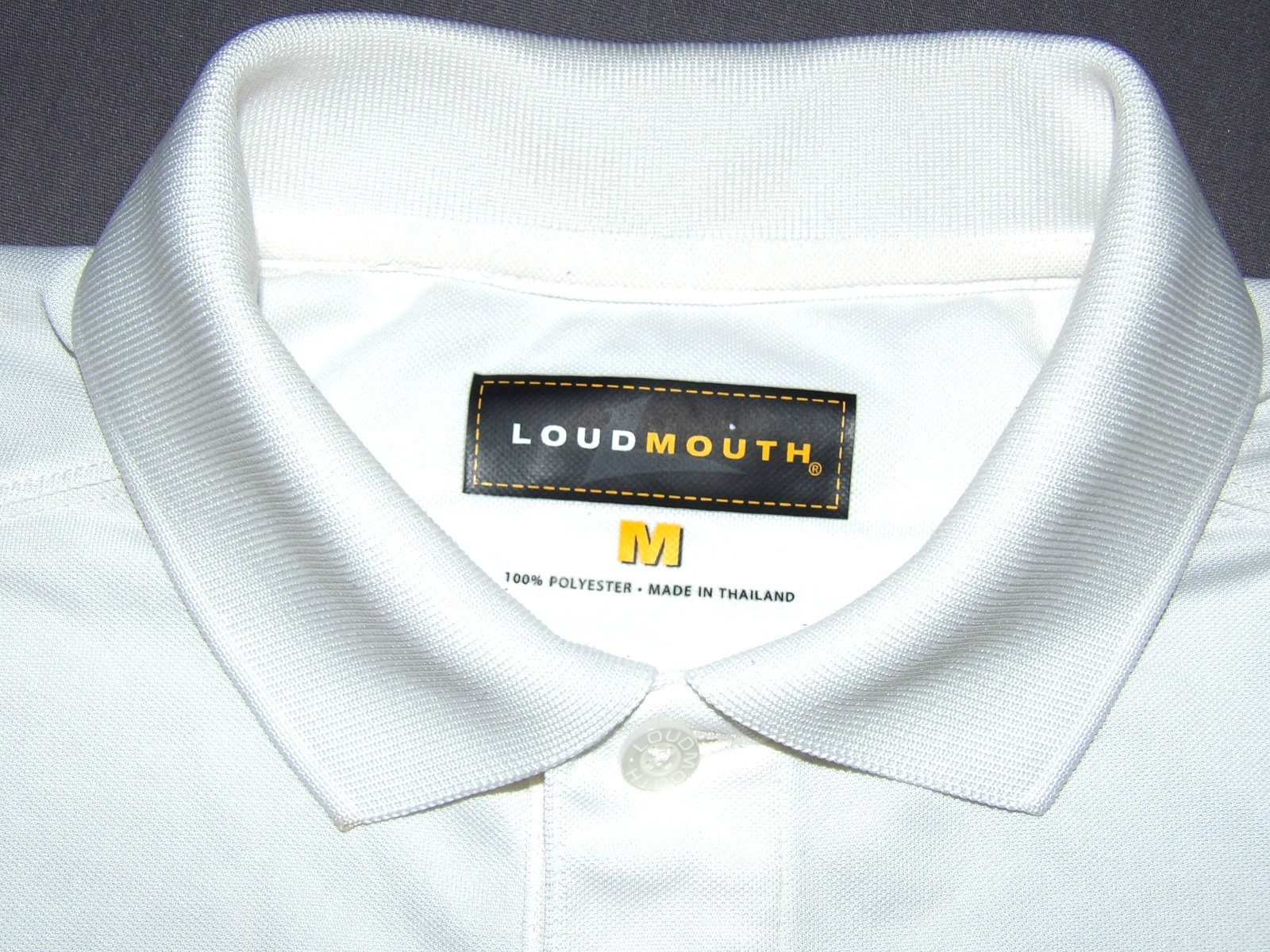 LoudMouth Short Sleeved 100% Polyester White Polo Golf Shirt Men’s Medium