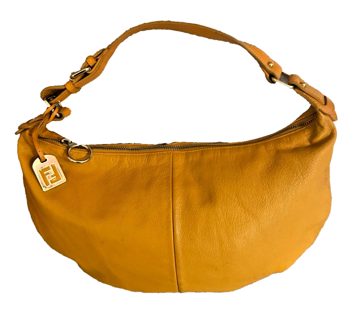 Fendi Half Moon Orange With Gold Hardware Shoulder Hobo Bag
