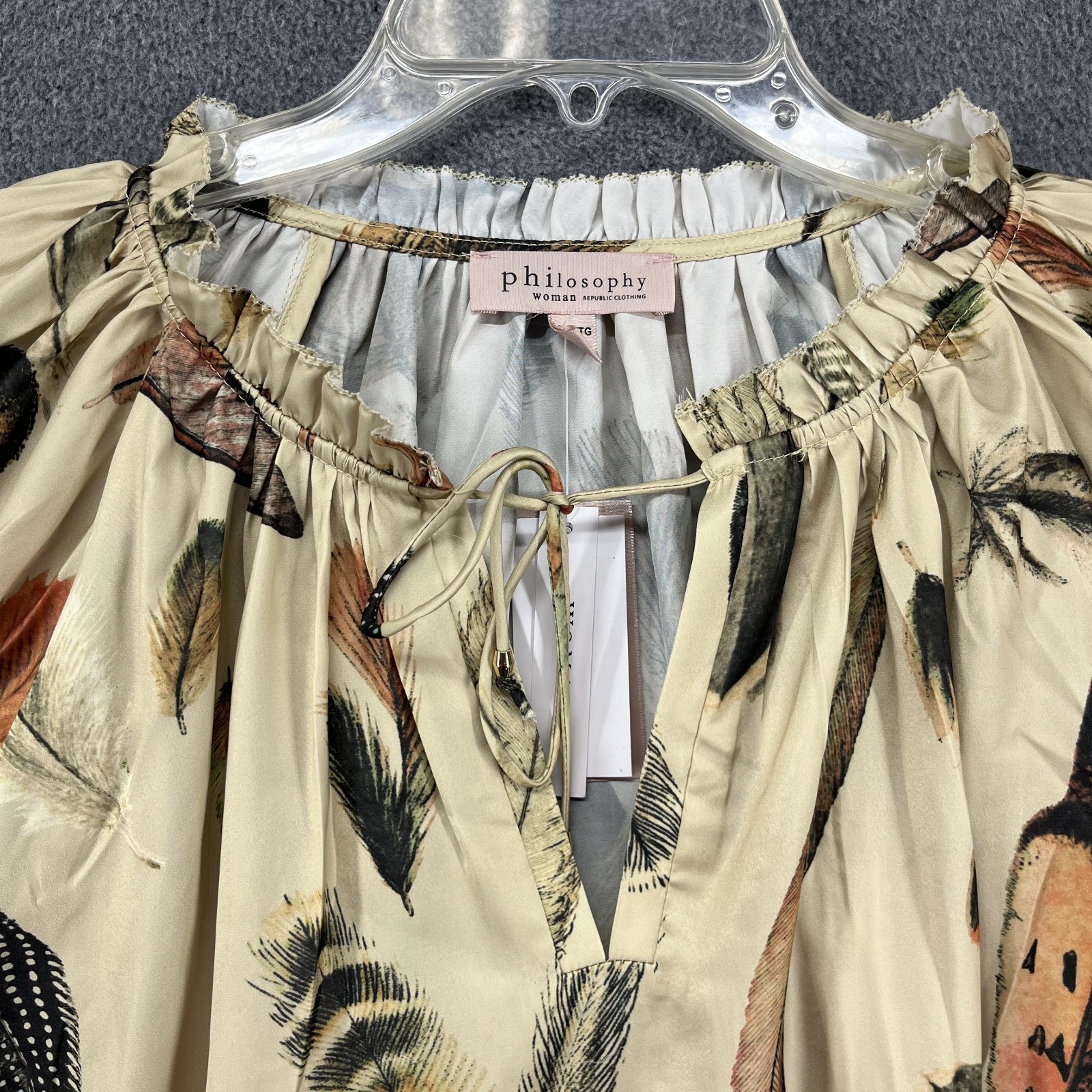 Philosophy Top Womens 2X Feather Ruffle Sleeve Boho Blouse shirt
