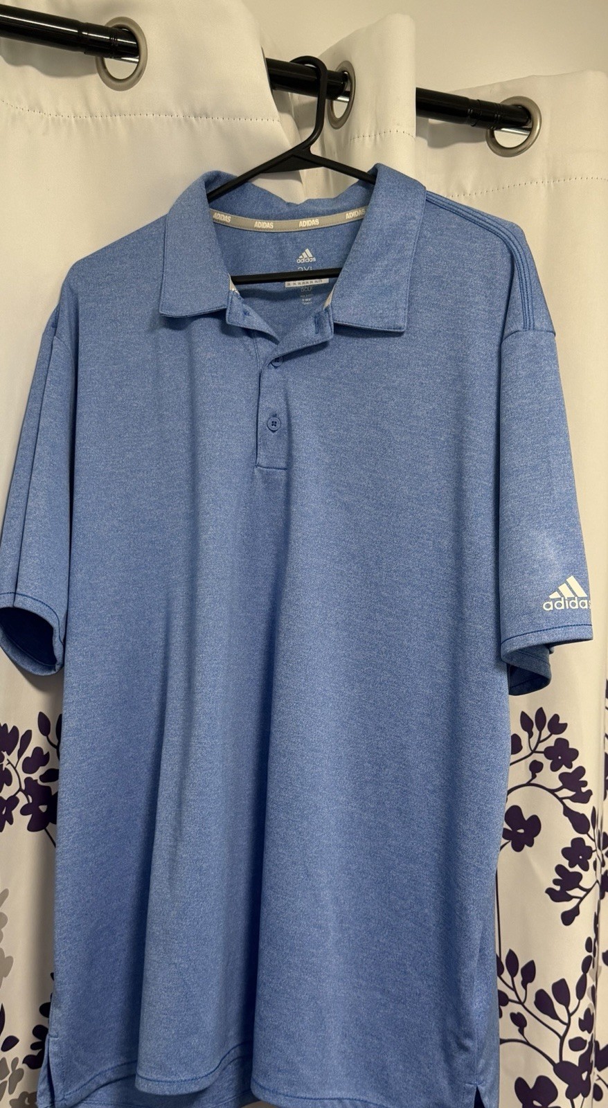 adidas Men’s Solid Logo Polo Shirt Short Sleeve Blue Button Size 2XL Regular