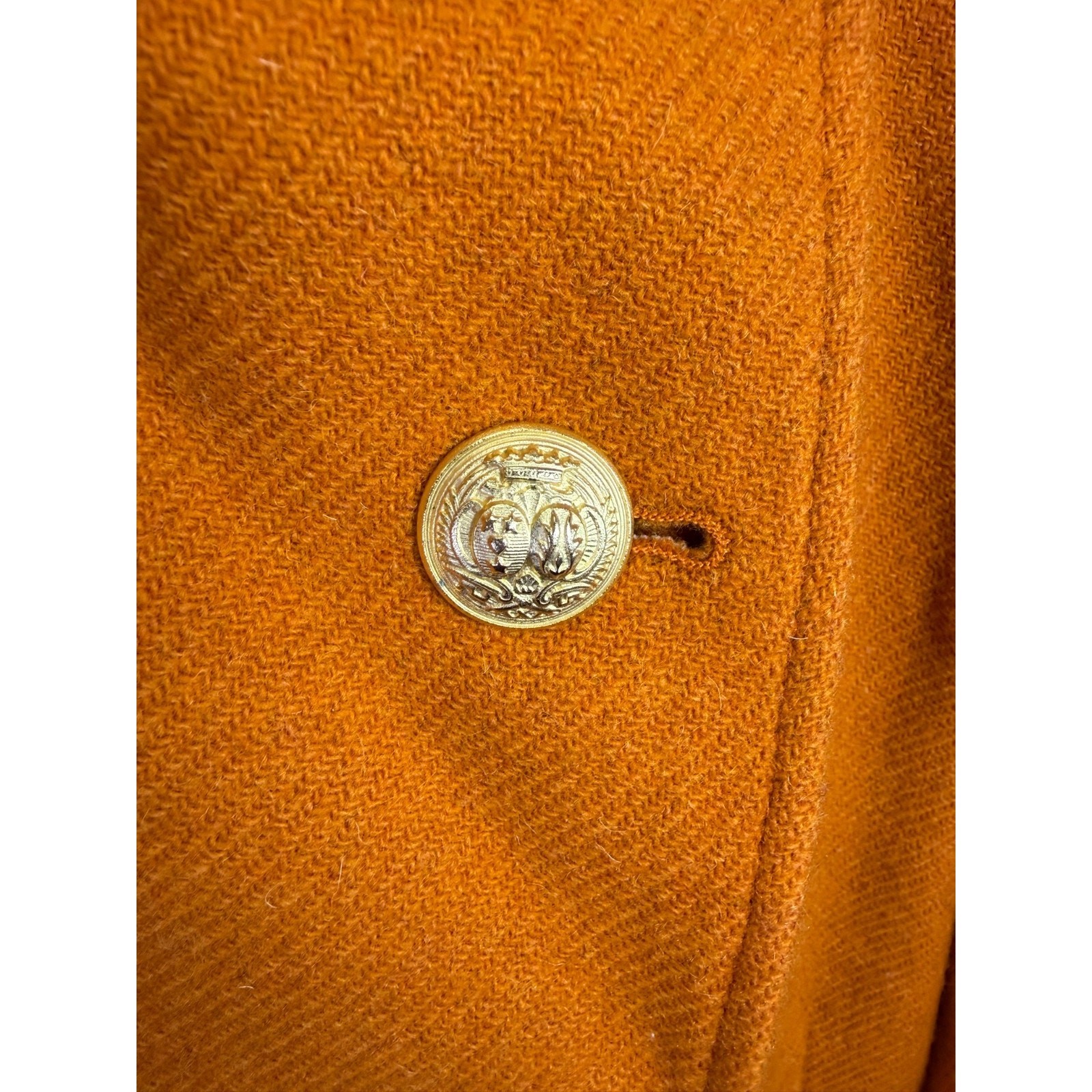 Vintage J Peterman Wool Coat Double Breasted Gold Buttons Equestrian USA 90s 14