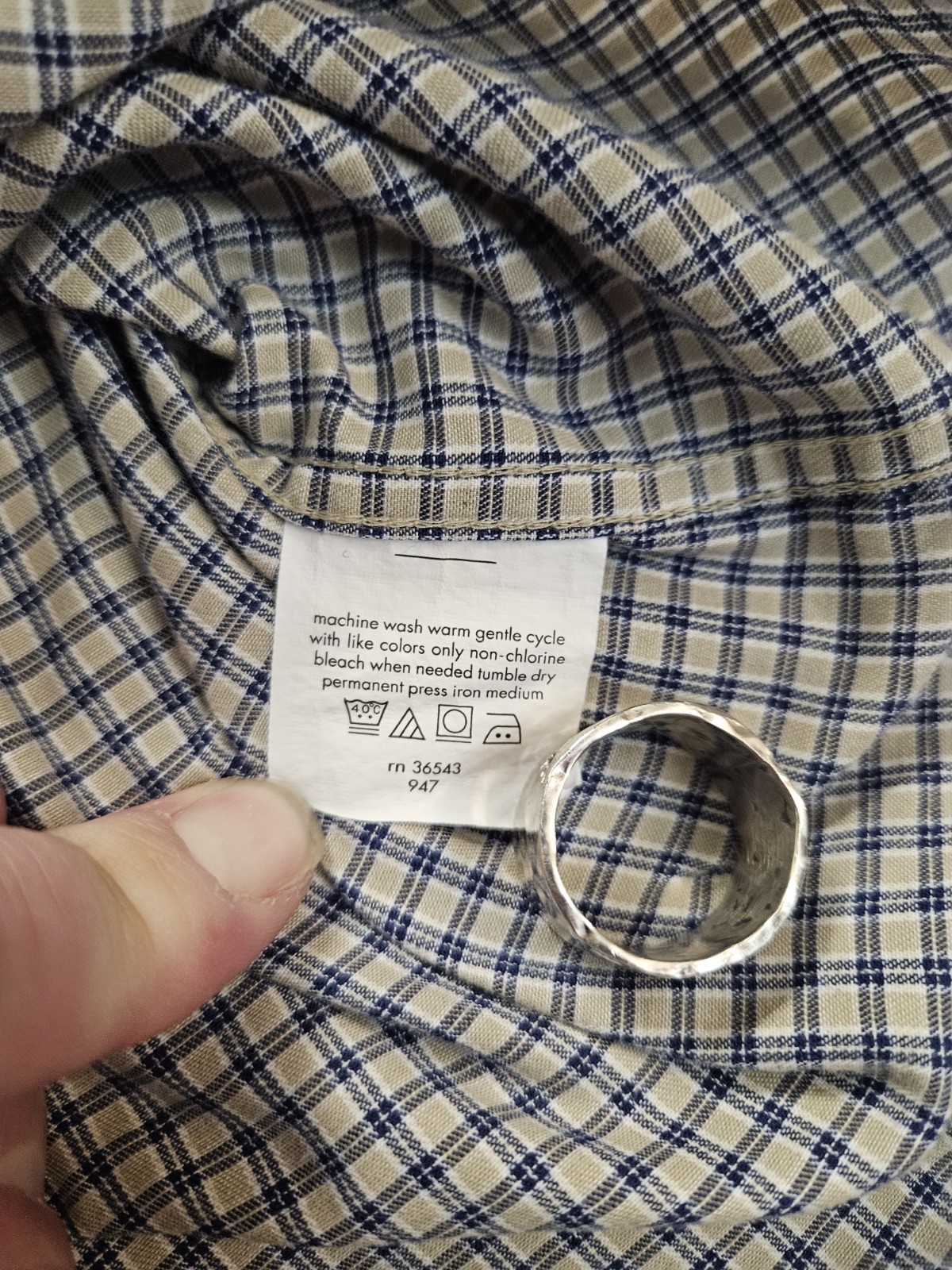 Chaps Mens Dress Shirt 16 16.5 32/33 Classic Fit Twill Plaid Wrinkle Free Blue