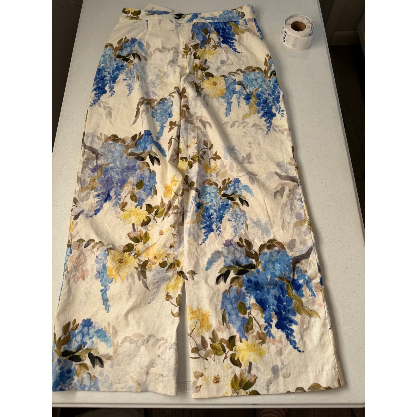 Alex Marie Robyn Floral Wide Leg Pants Blue Yellow White Size 12 NWT 10468PN0323