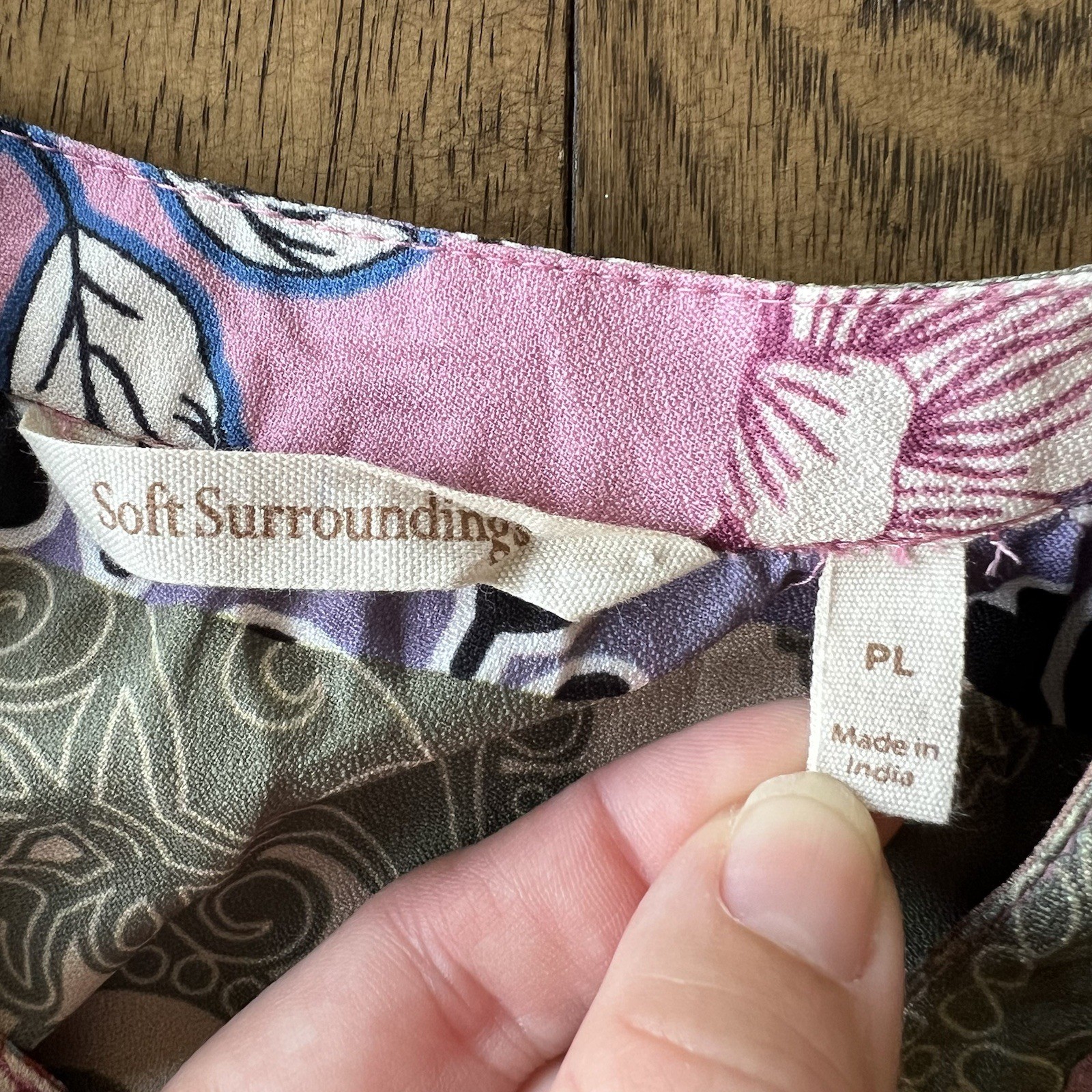 Soft Surroundings Alvadore Fleur Top Women’s L Petite Floral Patchwork Tunic