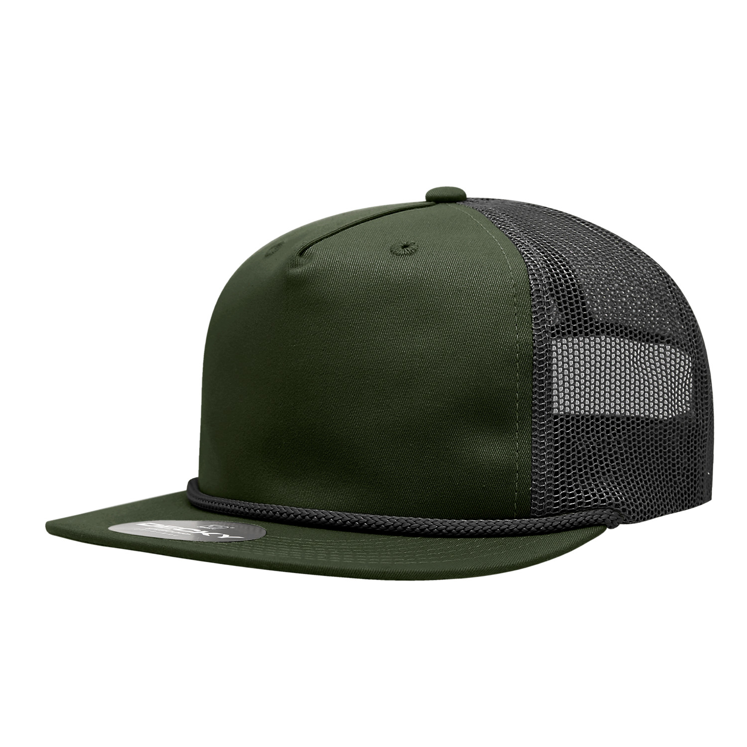 Decky Unisex 5 Panel High Profile Relaxed Cotton Blend Trucker Cap w/Rope – 6041