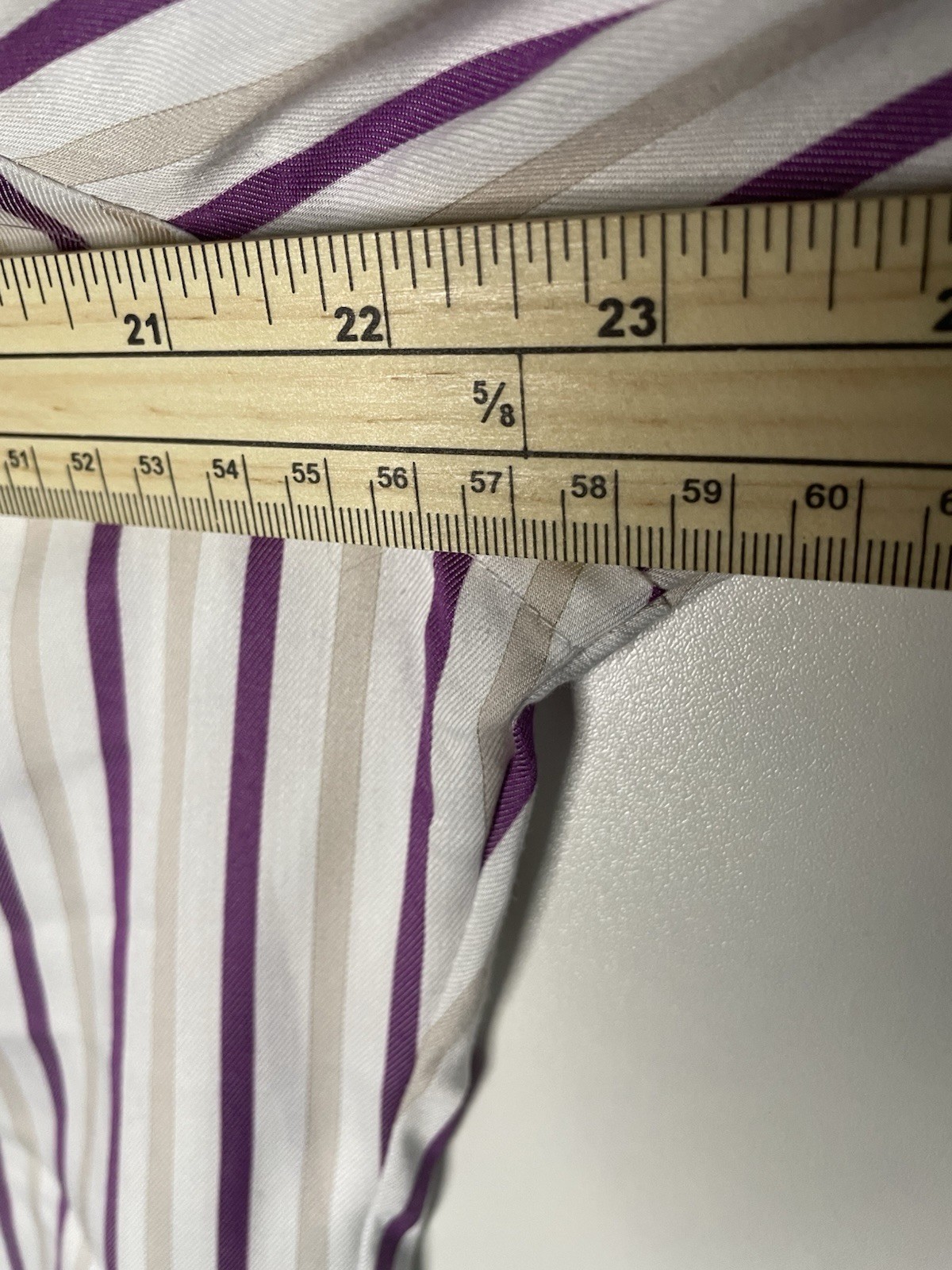 Olymp Luxor Dress Shirt Mens M 39 purple Stripe slim Line Non Iron Twill LS