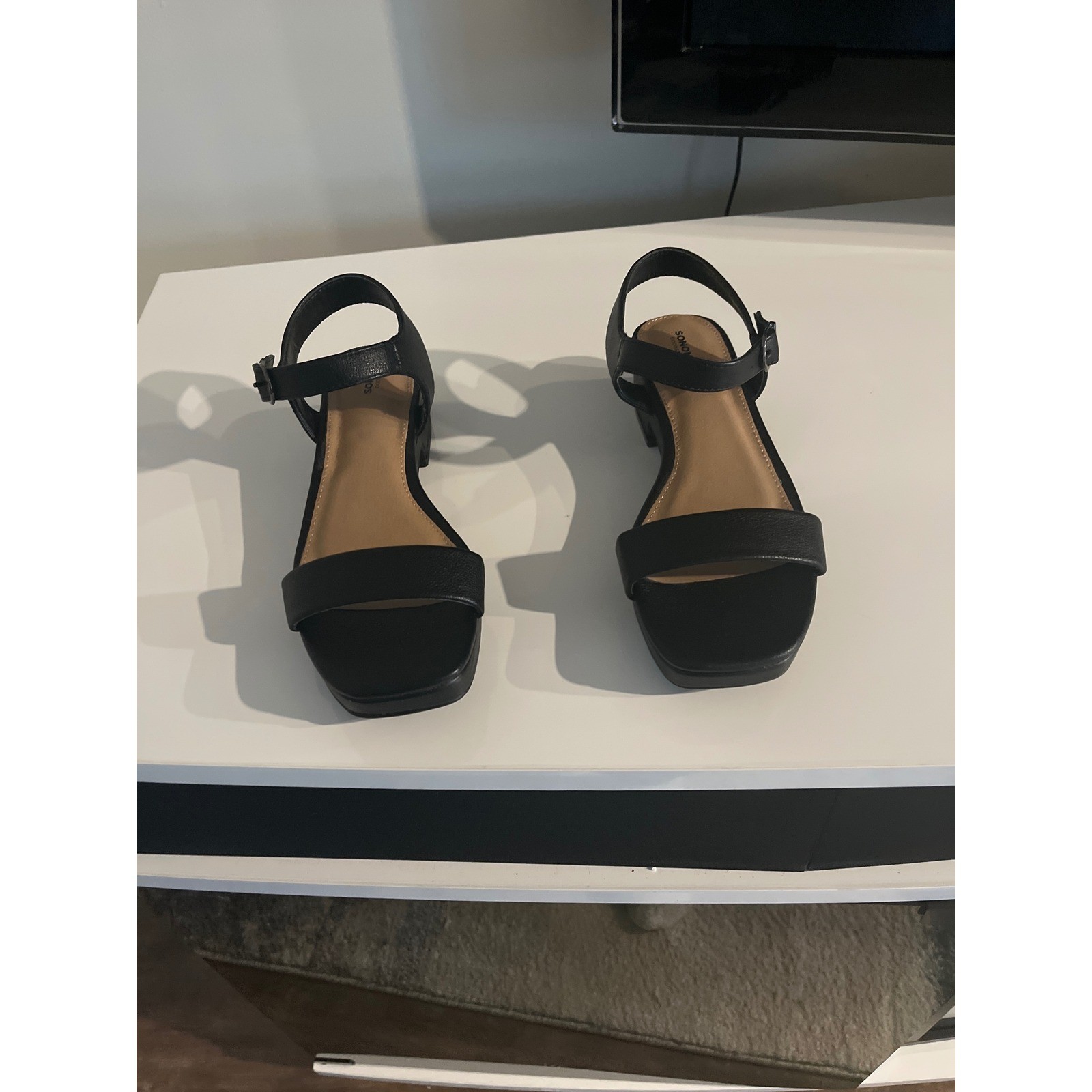 Sonoma Goods For Life Tosca Black Square Toe Block Heel Strap Sandals 8M