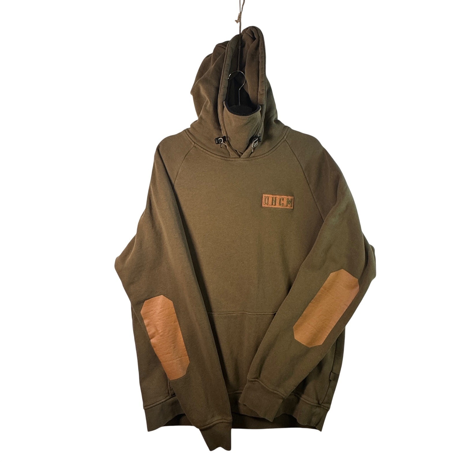 Troll Co Hoodie XL DHCM Olive Green Workwear Mask Elbow Patch Gorpcore Tactical