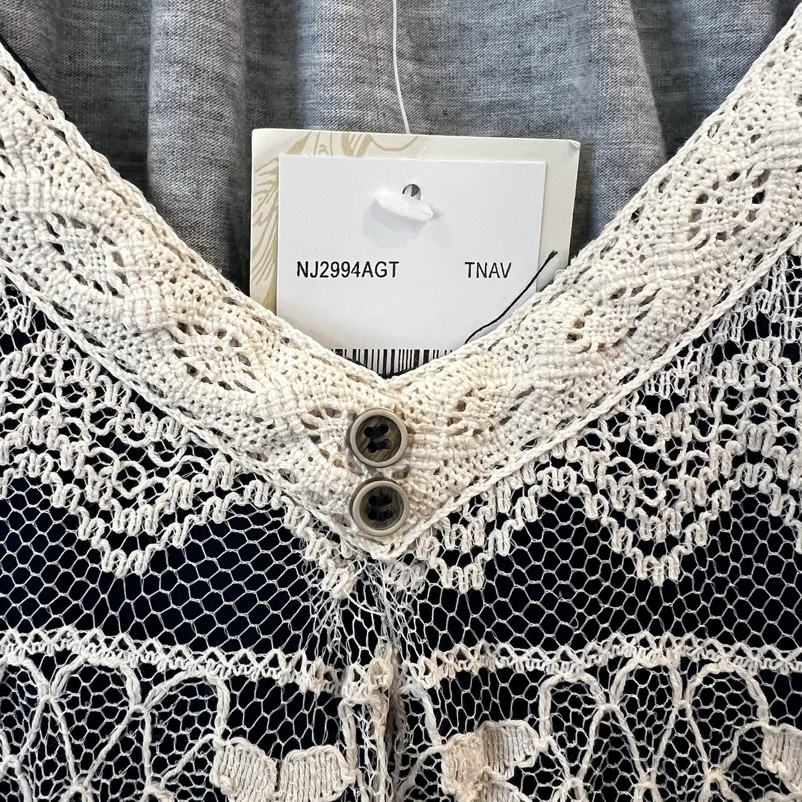 NEW REWIND Woman’s Small Tank Crochet Lace Overlay Lined Ivory Navy $28 Y2K