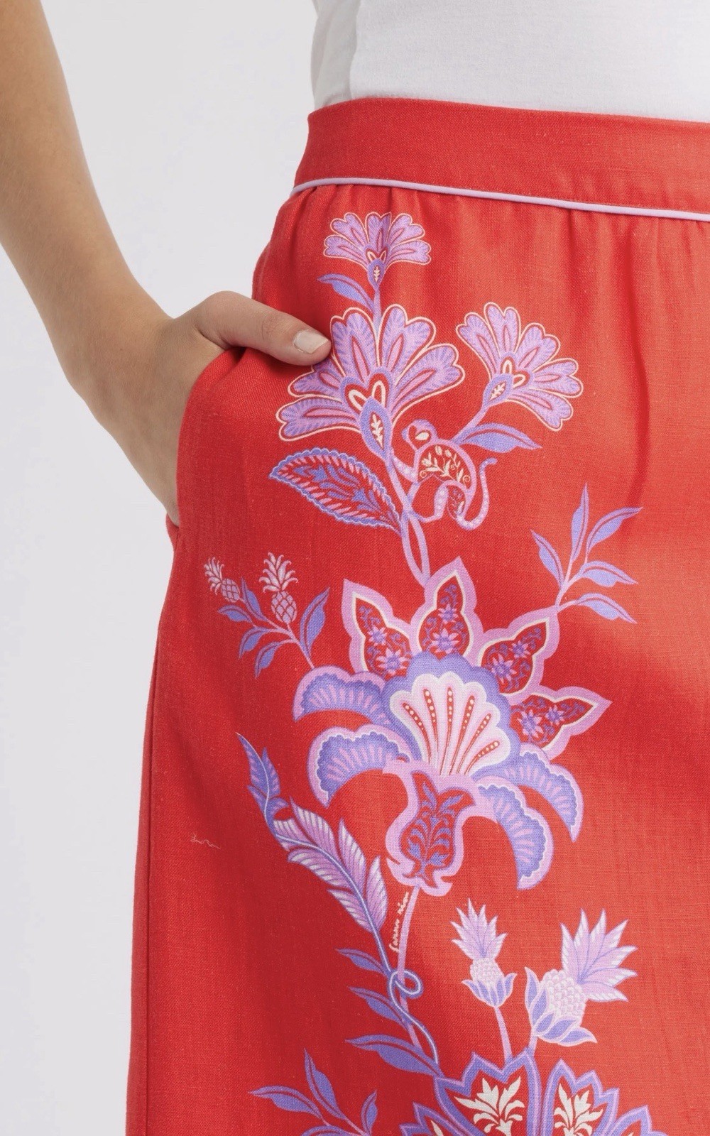 Farm Rio Red Floral Print Midi Skirt Size M ❤️‍🔥Ready To Ship❤️‍🔥