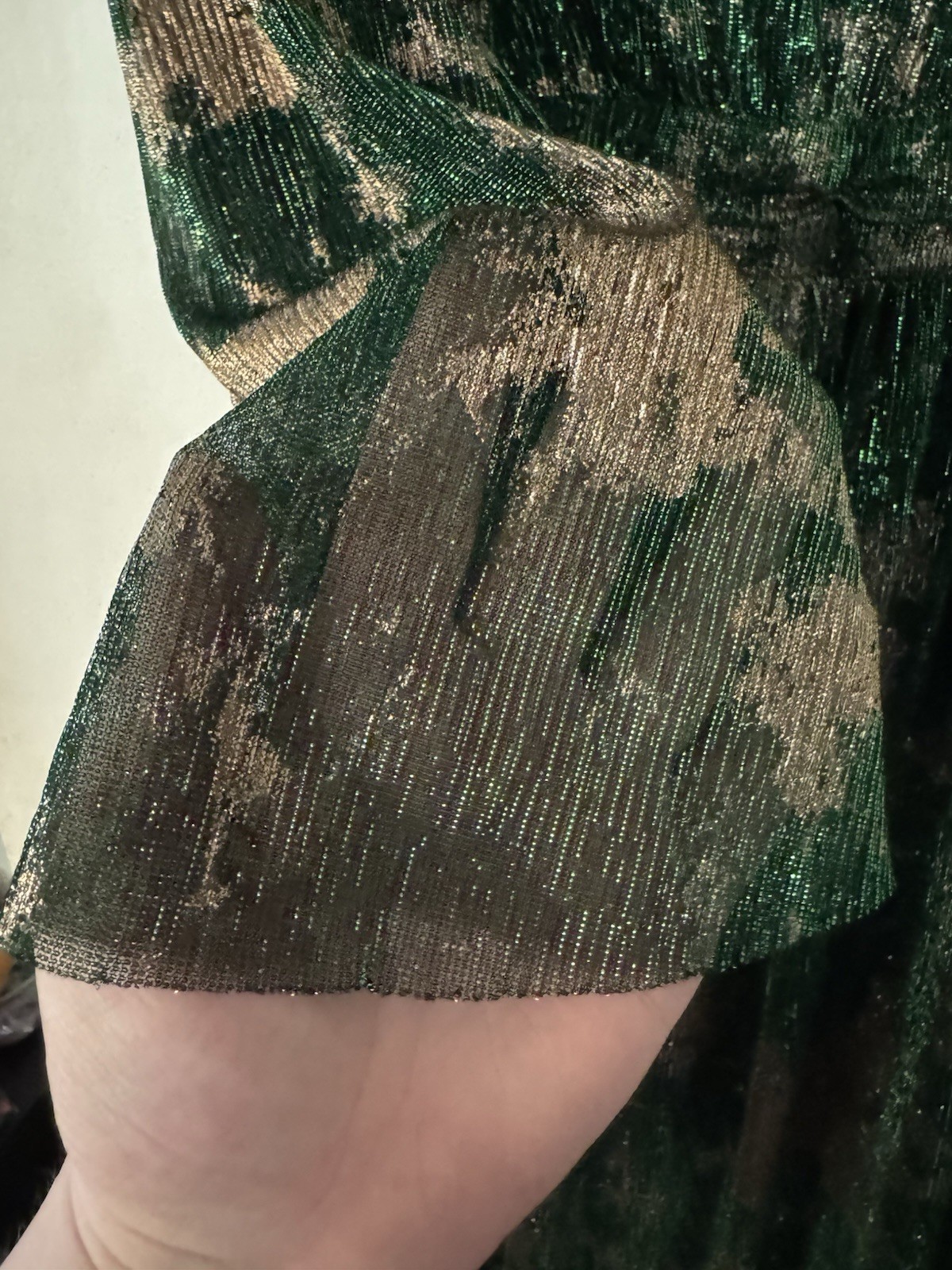 BA&SH Vert Green Gold Bronze Metallic VIANCA Grecian V-Neck Maxi Dress Sz 2 US8