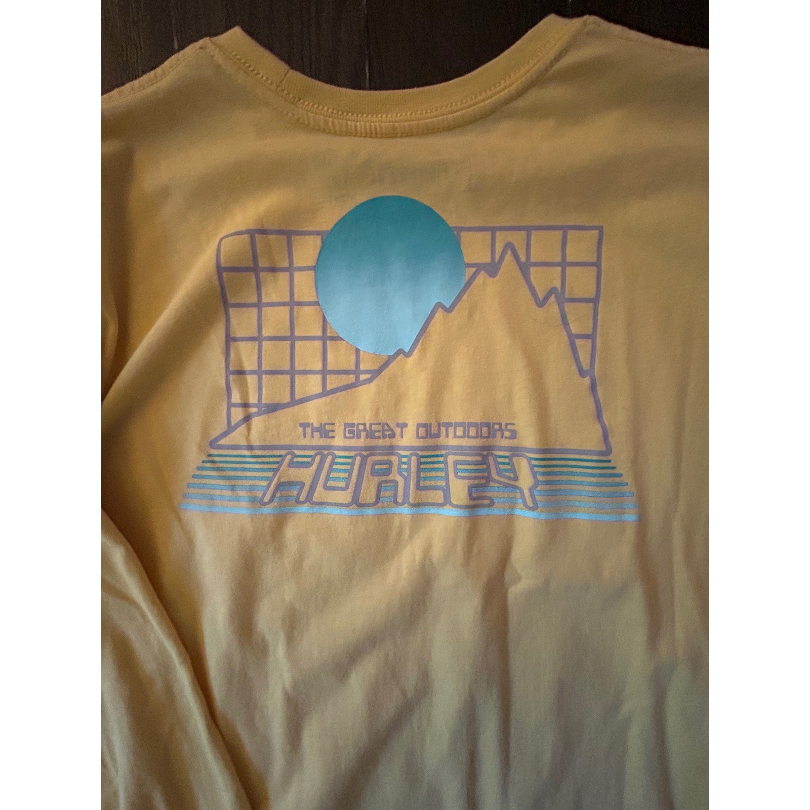 Hurley Mens Everyday Explorer Long Sleeve Graphic T-Shirt Yellow Small
