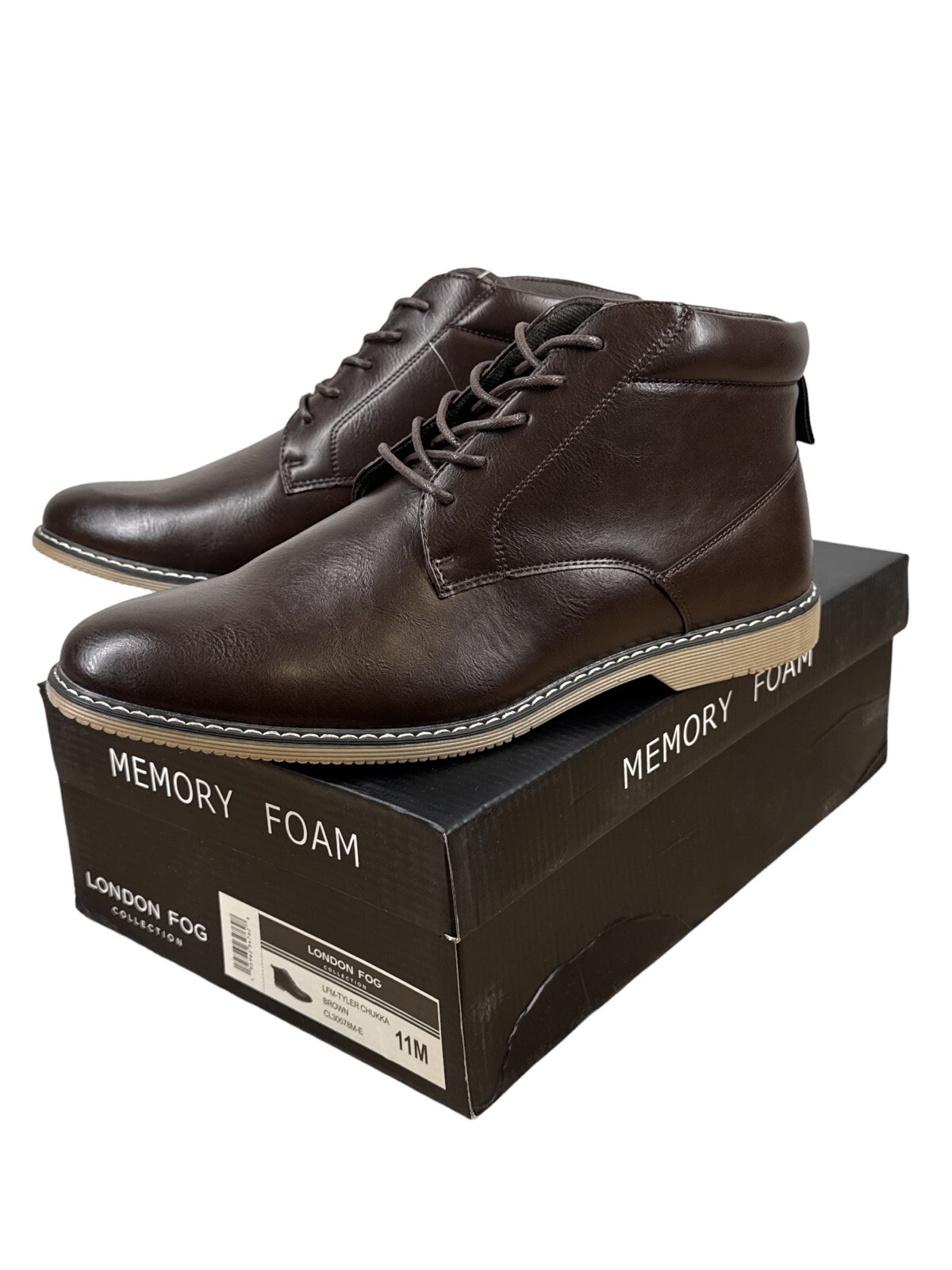 LONDON FOG Brown Tyler Chukka Boots Men’s Memory Foam – NIB NEW – Various Sizes