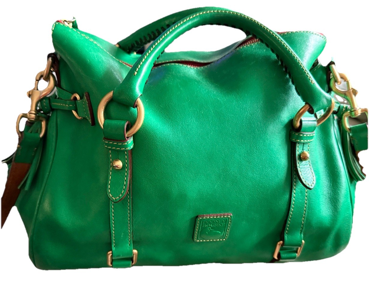 Dooney and Bourke Large Leather Florentine Bag Kelly Green 15”x12”x7”