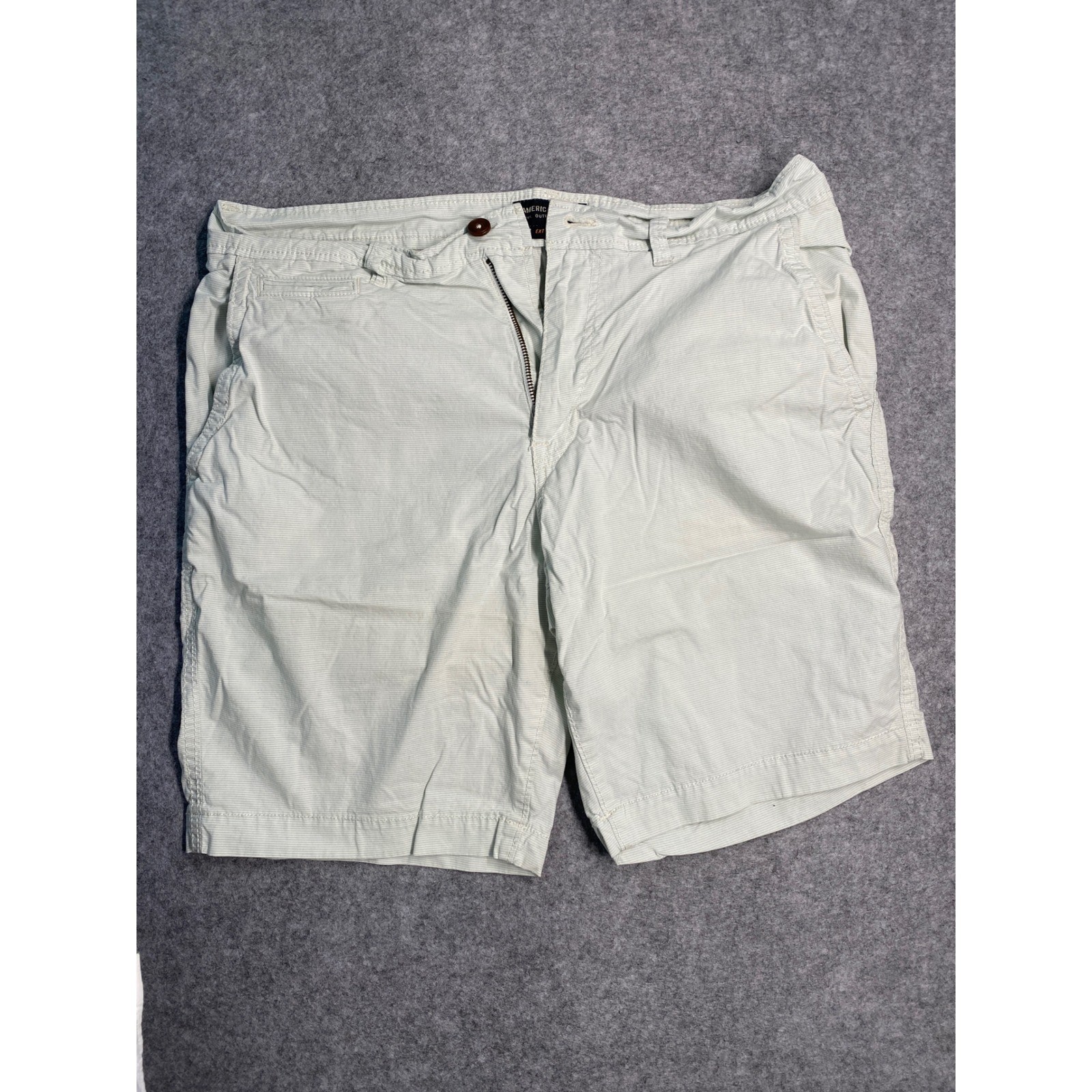 American Eagle Extreme Flex Shorts Mens 34 Green White Stripe Classic Cotton