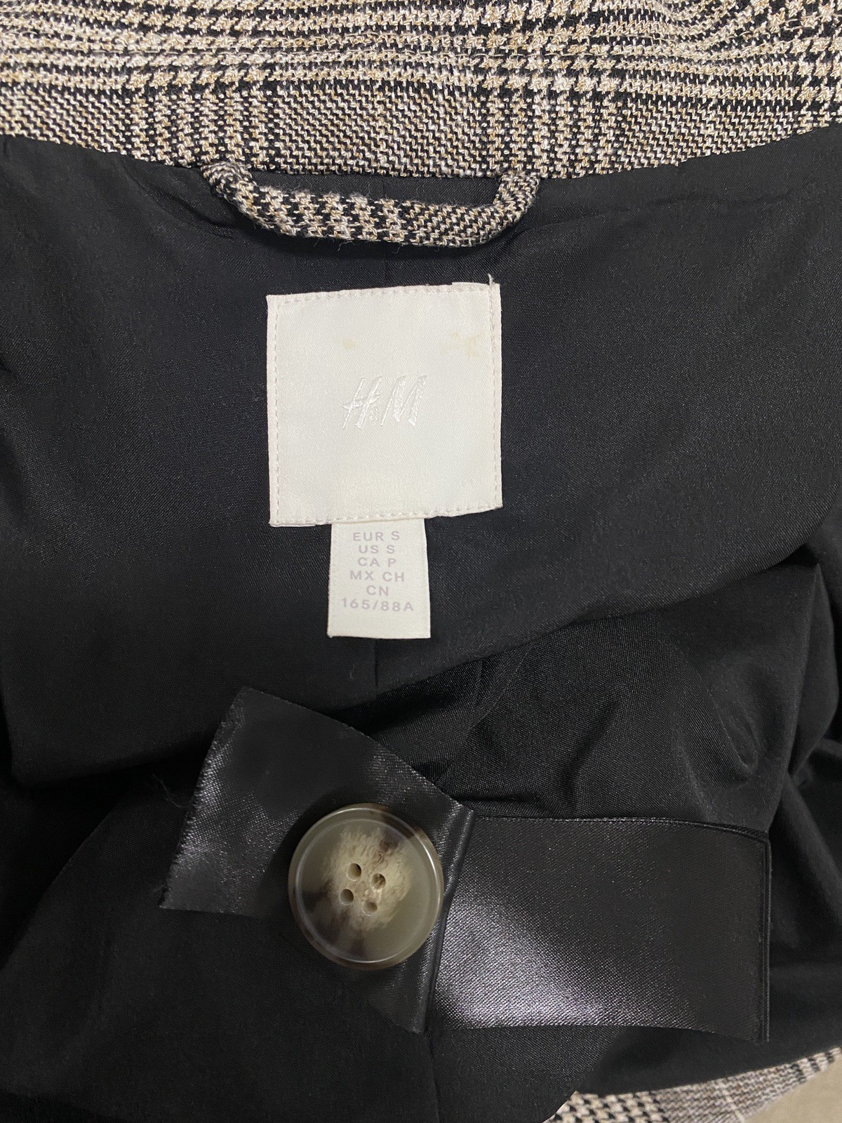 H&M Elegant Plaid Blazer Suit Oversized Style Office Workwear