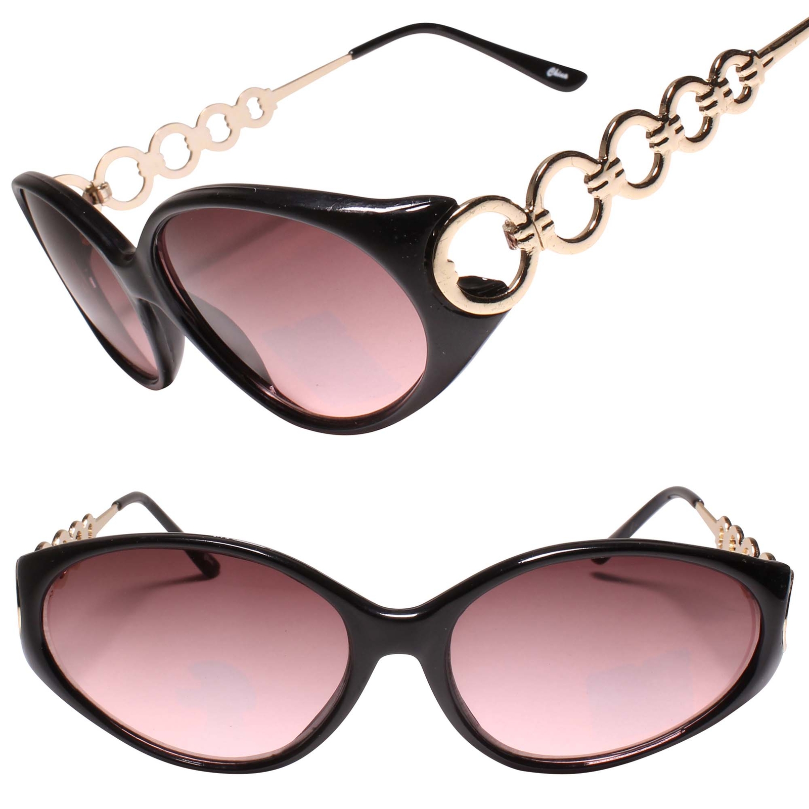 Old Stock 90s Classic Genuine Vintage Womens Cat Eye Black & Pink Sunglasses