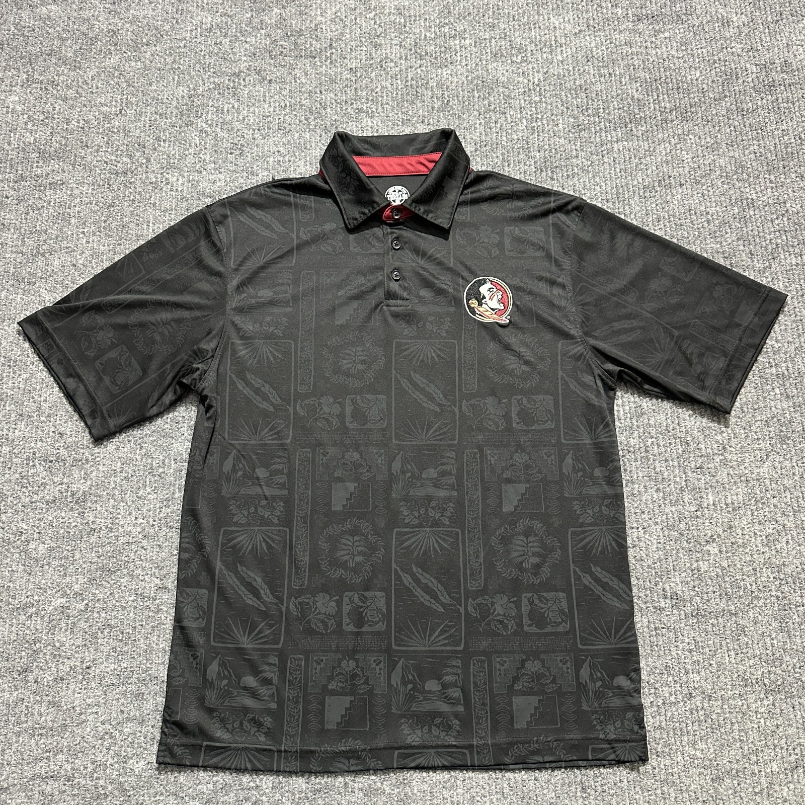 Rivalry Threads 91 Florida State Seminoles Polo Shirt M Black Embossed Pattern