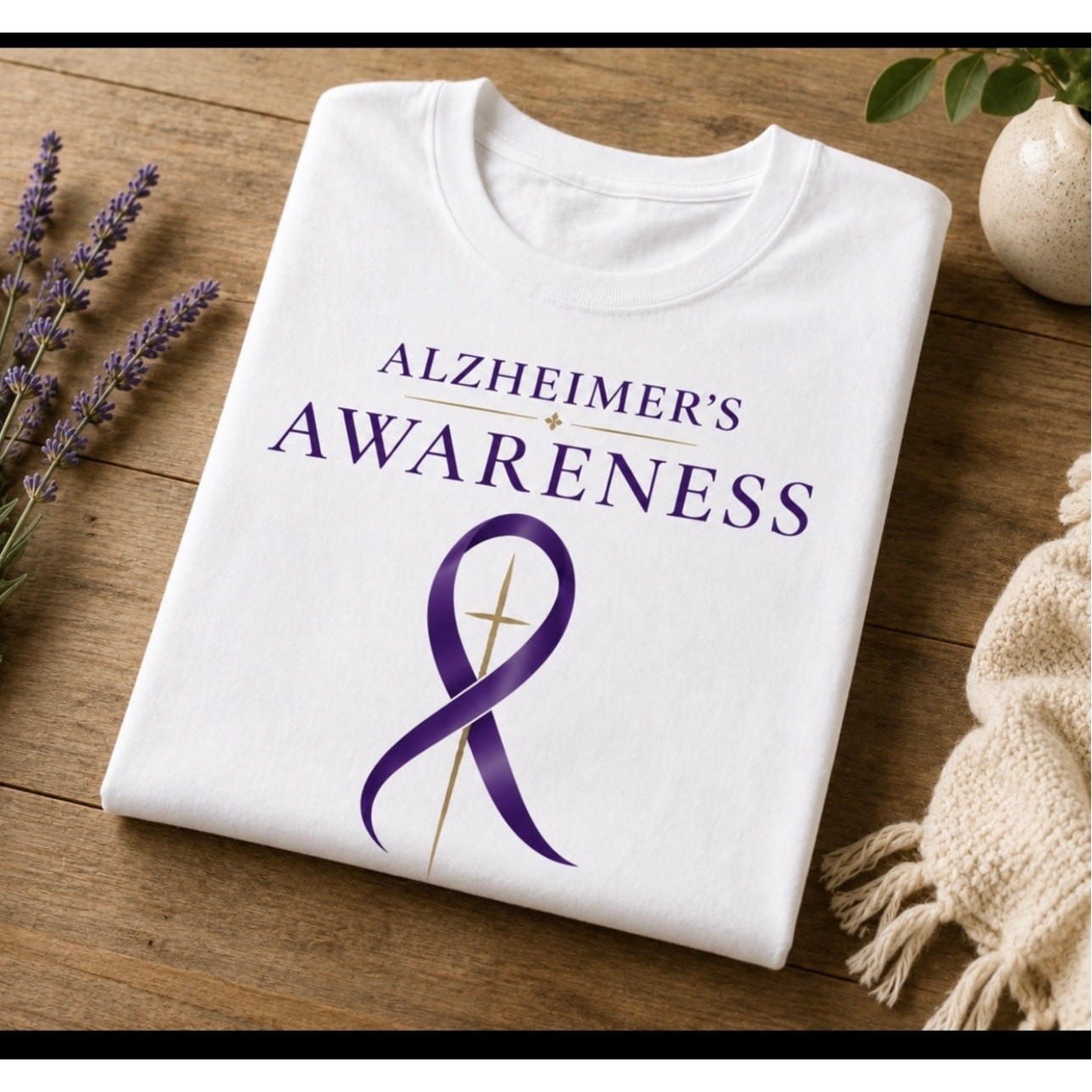Alzheimer’s Awareness T-Shirt Resilience Faith Loved Purple Ribbon Unisex