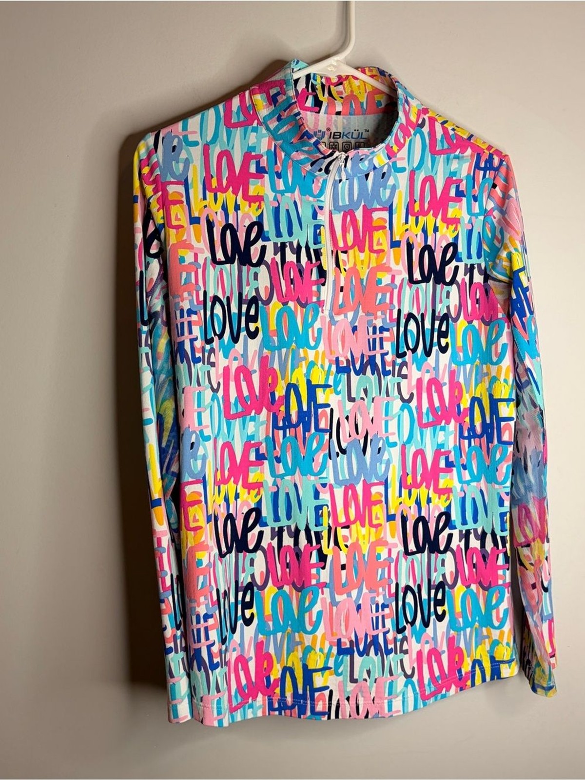 IBKUL UPF 50+ Multicolor Print Performance Long Sleeve Top Sun Protectant Large