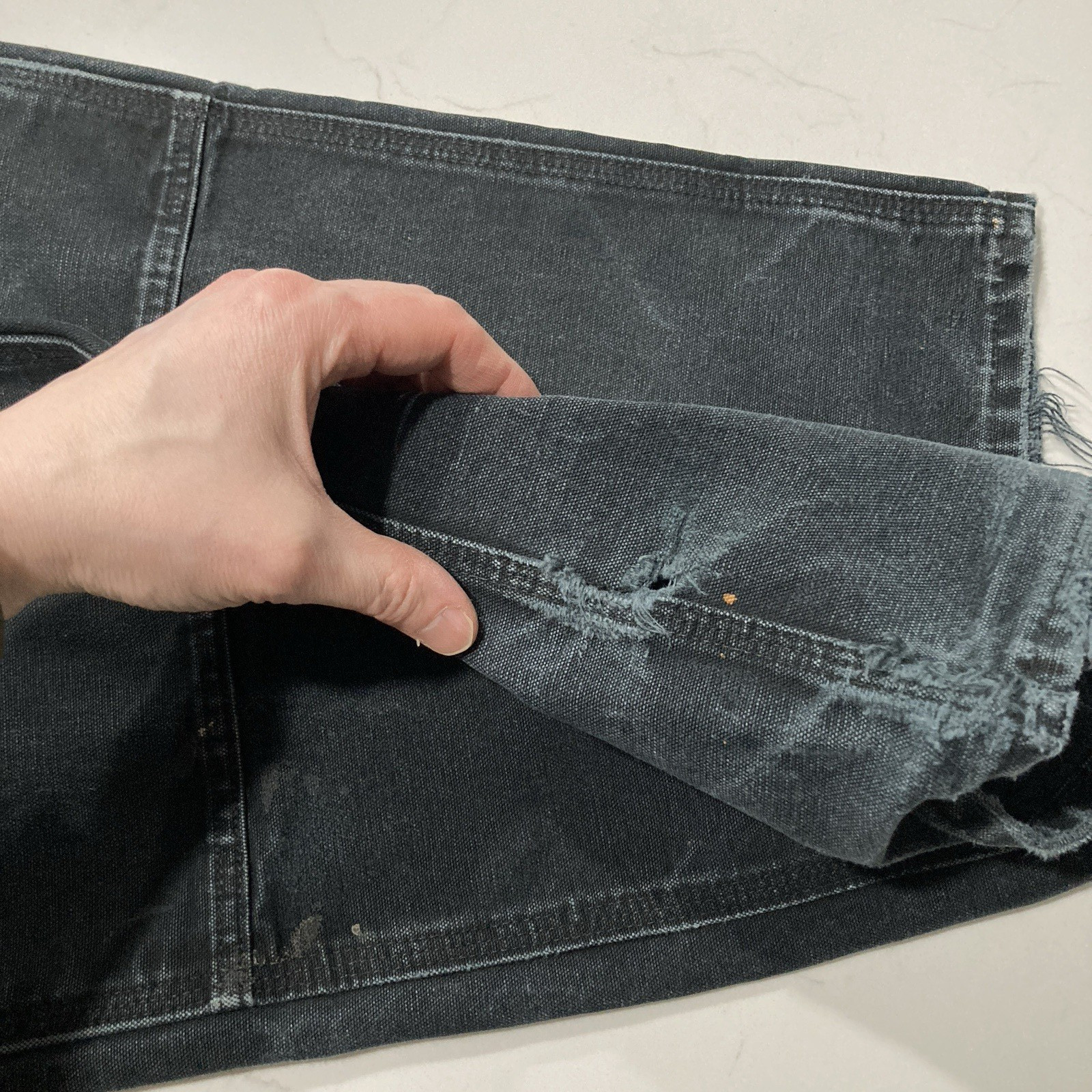 Carhartt B01 BLK Double Knee Work Pants Mens 32×34 (Fits 30×32) Faded Distressed