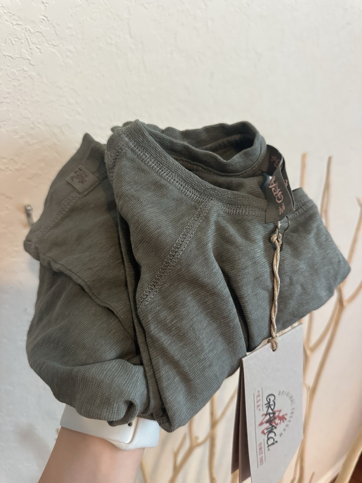 NWT Gramicci Jenni Hemp Organic Cotton Long Sleeve Shirt Thyme Green Medium