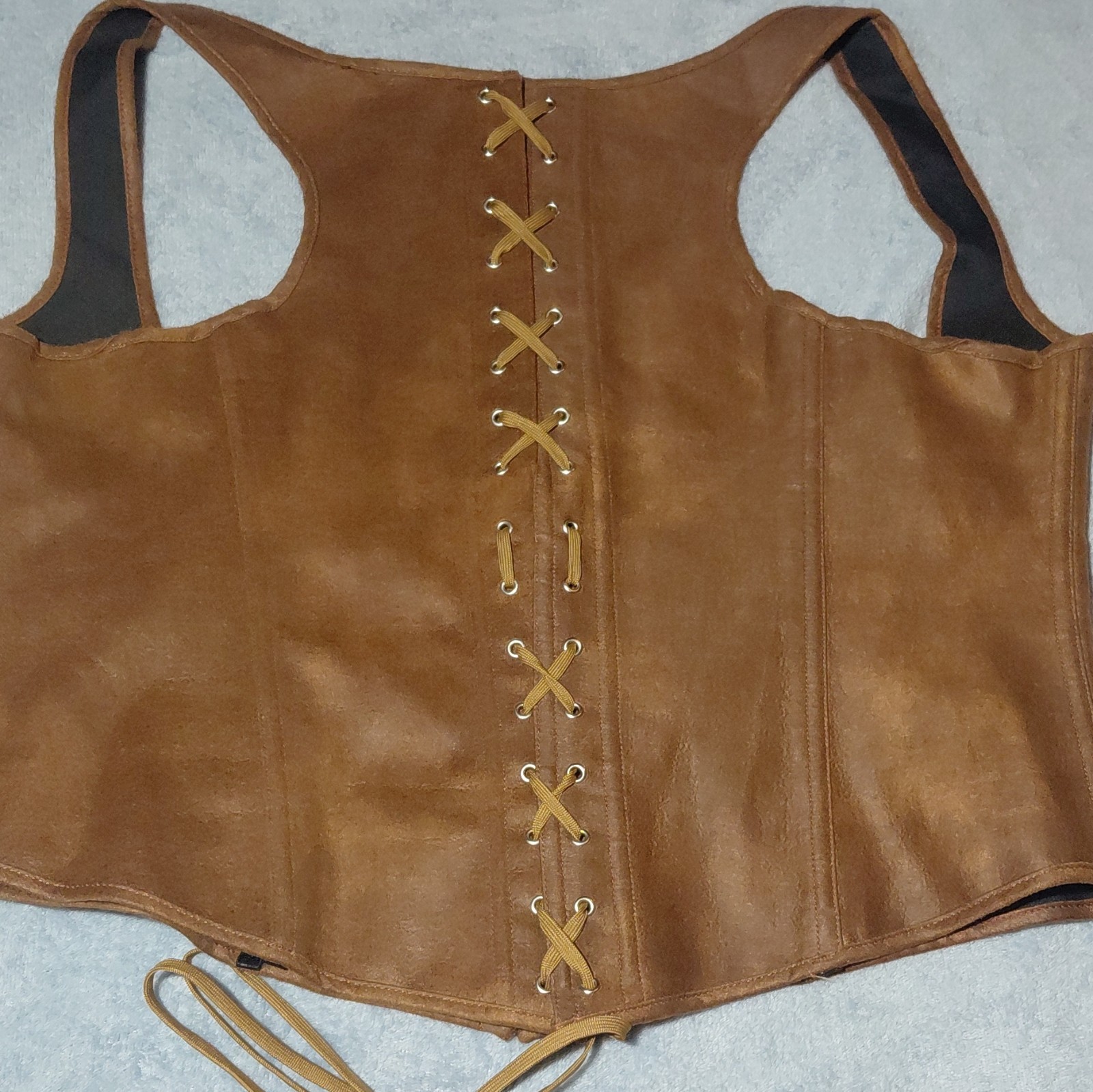 Alivila.Y Brown Corset Top 5XL Hook & Eye Front Lace-Up Back Solid