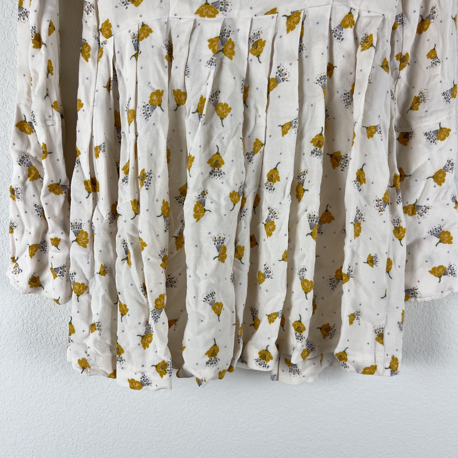 Free People Tegan Dress Womens 0 Ivory Floral Print Mini 3/4 Sleeve Boho Fairy