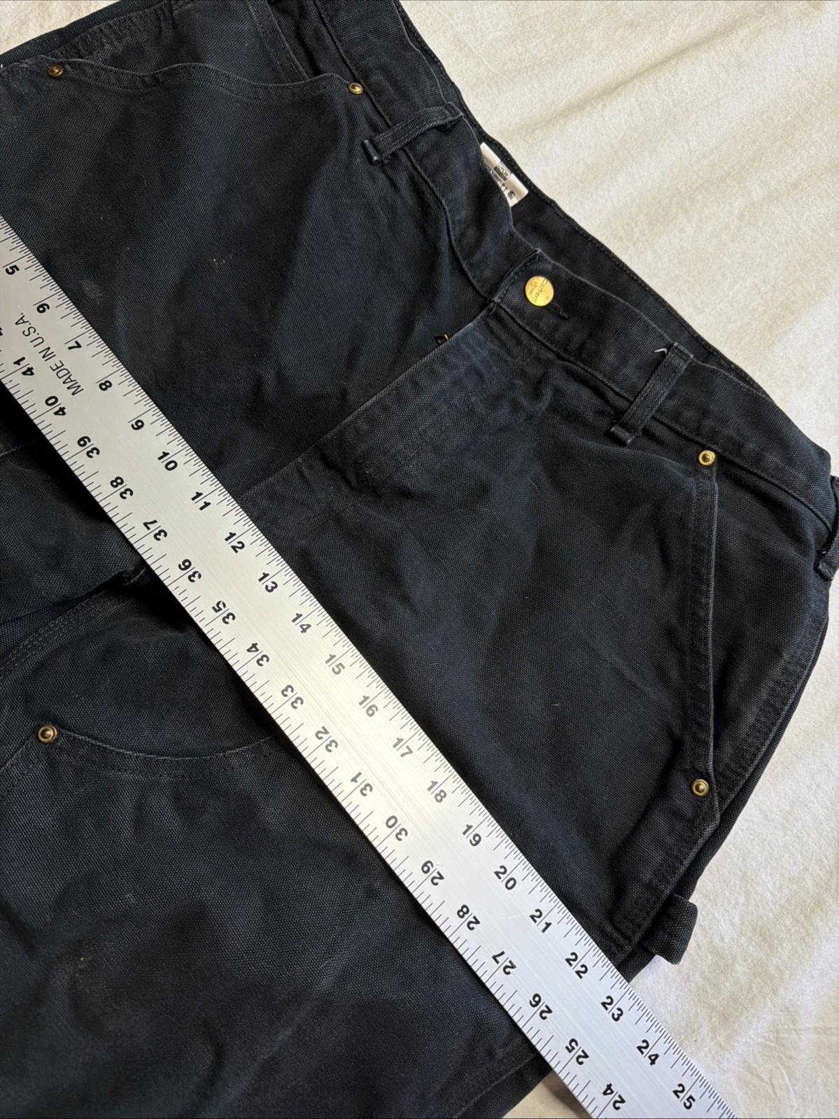 Carhartt Pants Mens 35X31 Black Carpenter Loose Double Knee Canvas USA B01 BLK