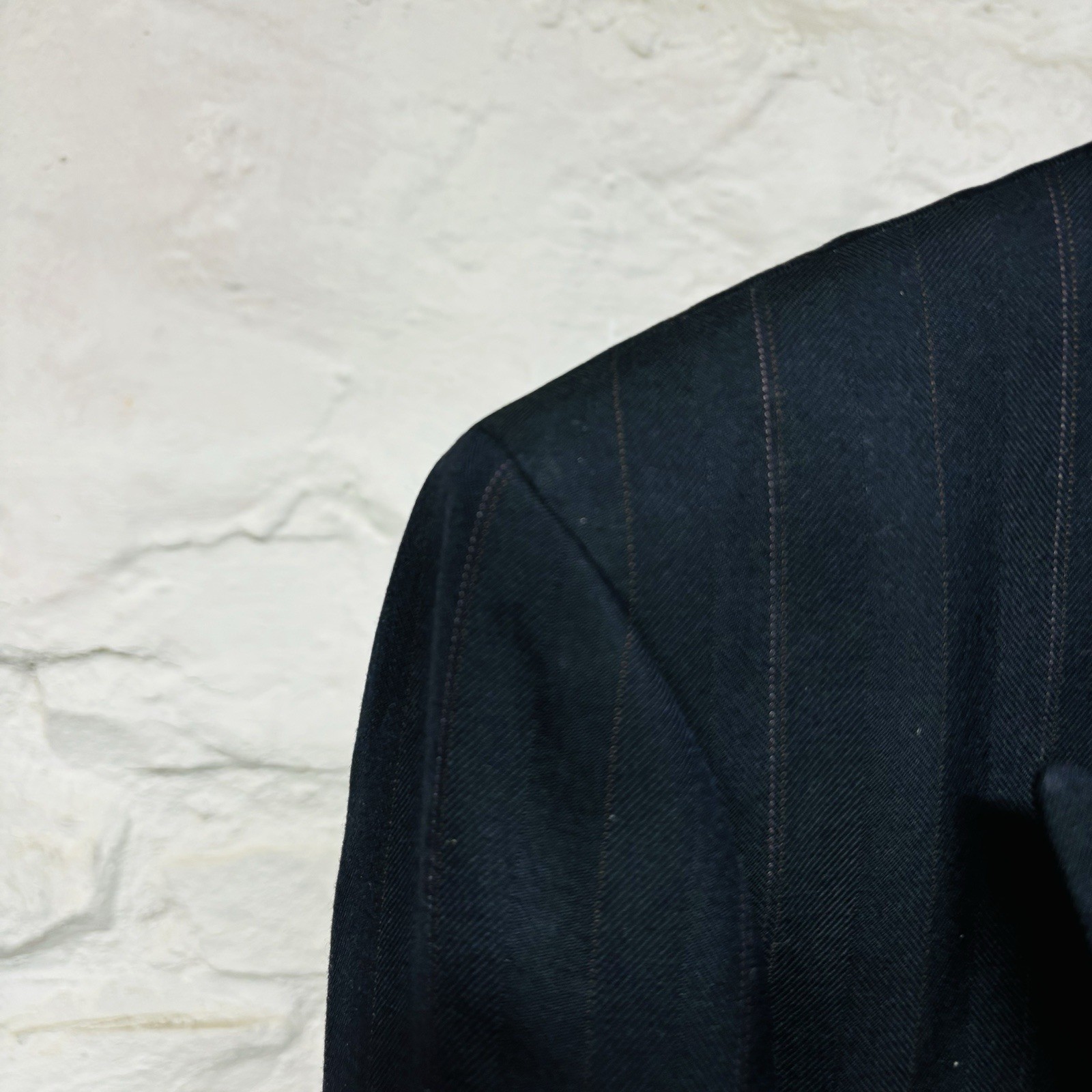 Burberry’s Striped Navy Double Breasted Wool 2-Piece Suit 34×30 Cuffed Pant Vtg