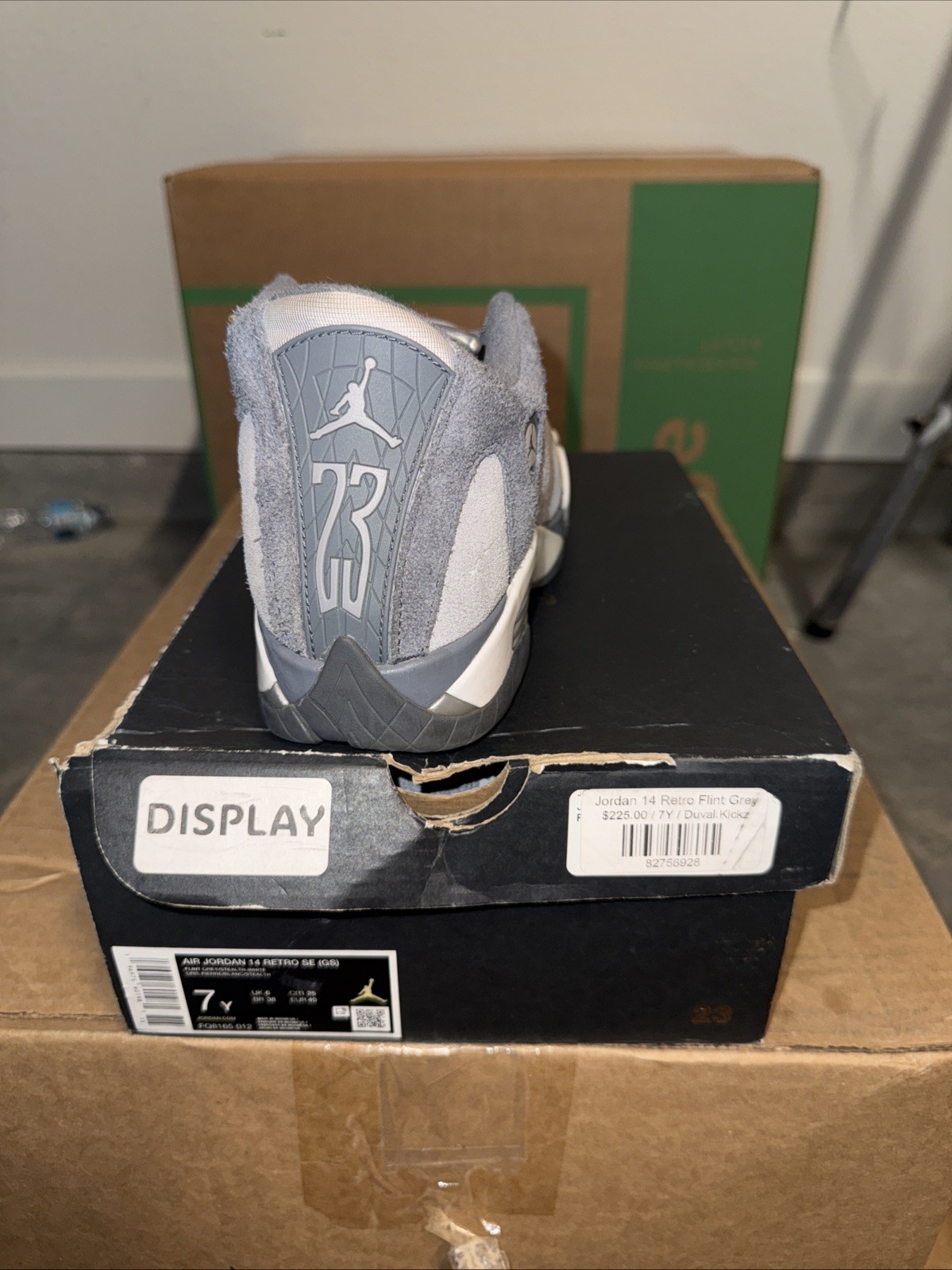 Air Jordan 14 Retro Flint Grey Size 7y 100% Authentic Ready To Ship ! CHEAP!