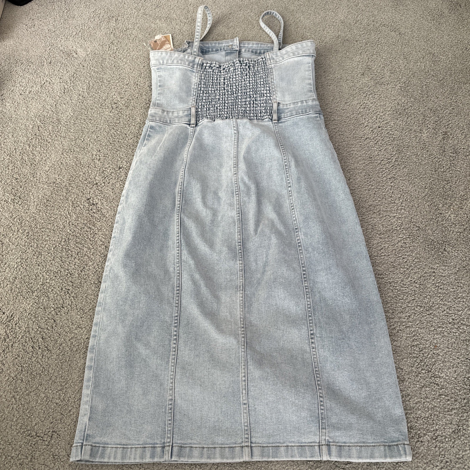 Levi’s Knee Length Slim Fit Bustier Denim Dress Corset Blue Stretch Sz. Large
