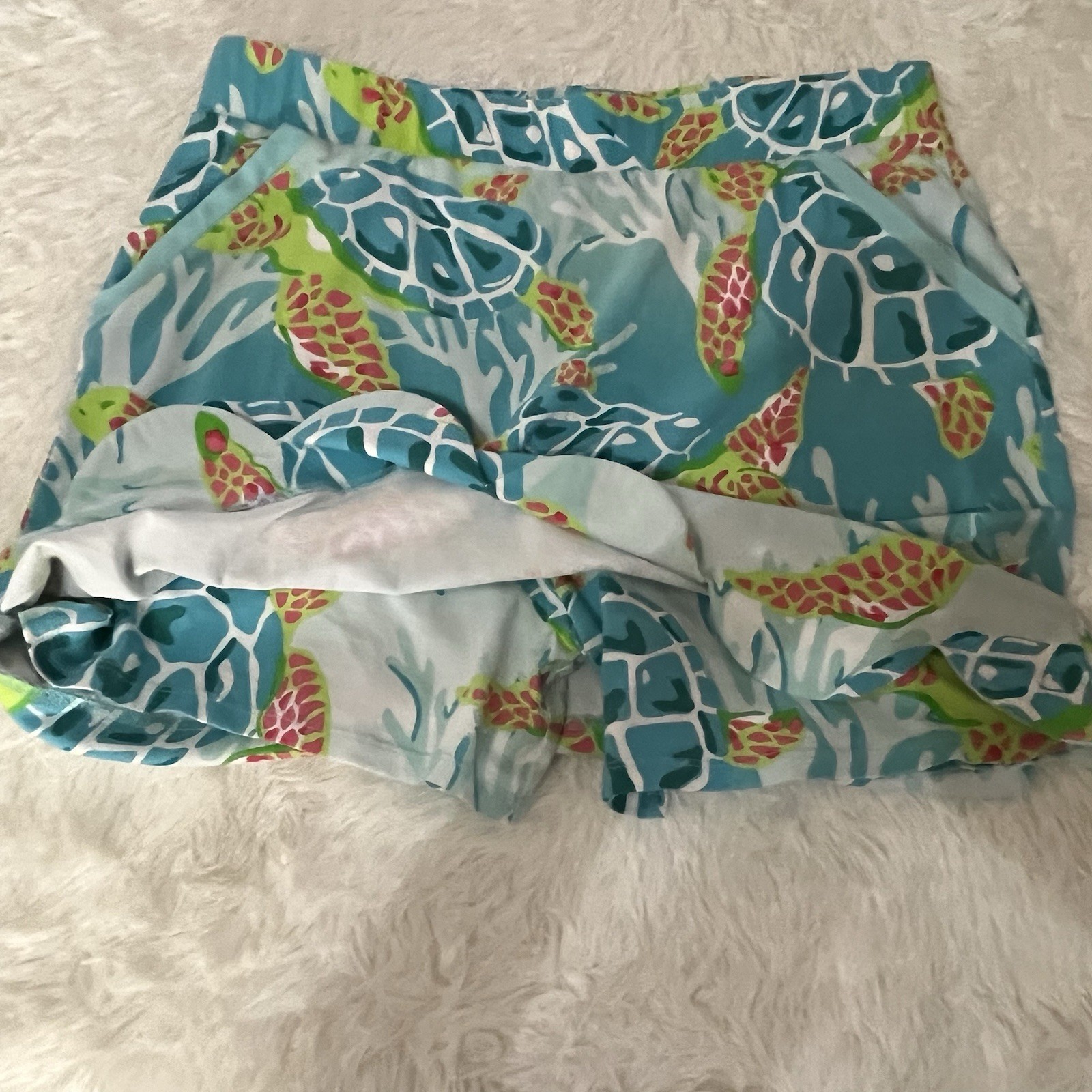 ANA CLARE Womens Tropical L Skort Golf Tennis Activewear Blue Pink Green Turtles