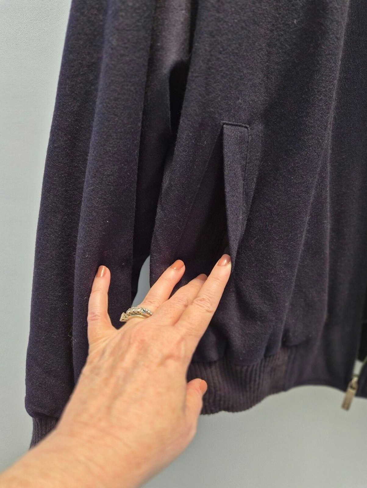 Vtg Nordstrom Wool Blend Zip Bomber Jacket Size L Dark Navy Blouson Minimalist